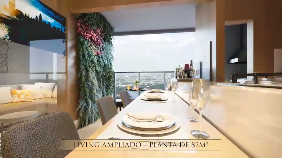 Varanda gourmet — planta de 82 m² — Sole Condomínio Clube