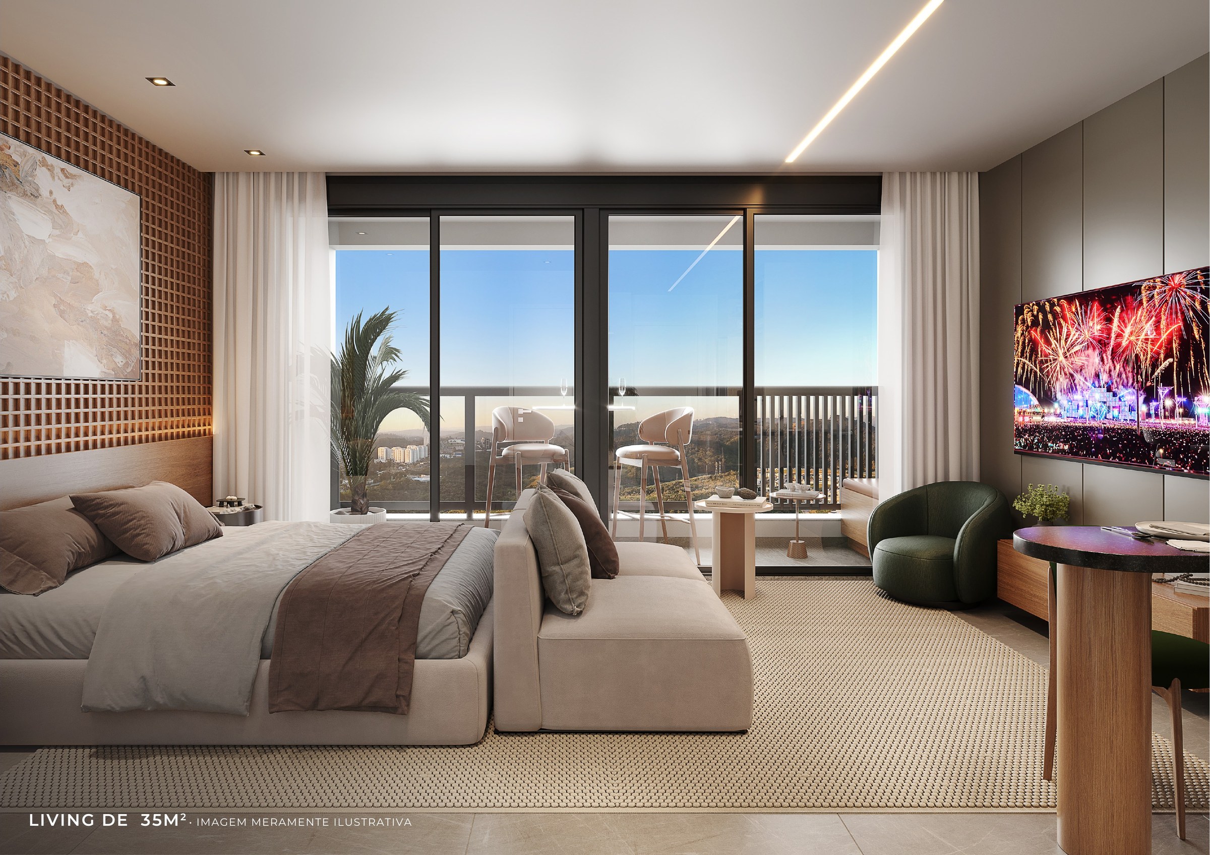 Living de 35 m² — finais 06 e 07 — LIV Stay Residence