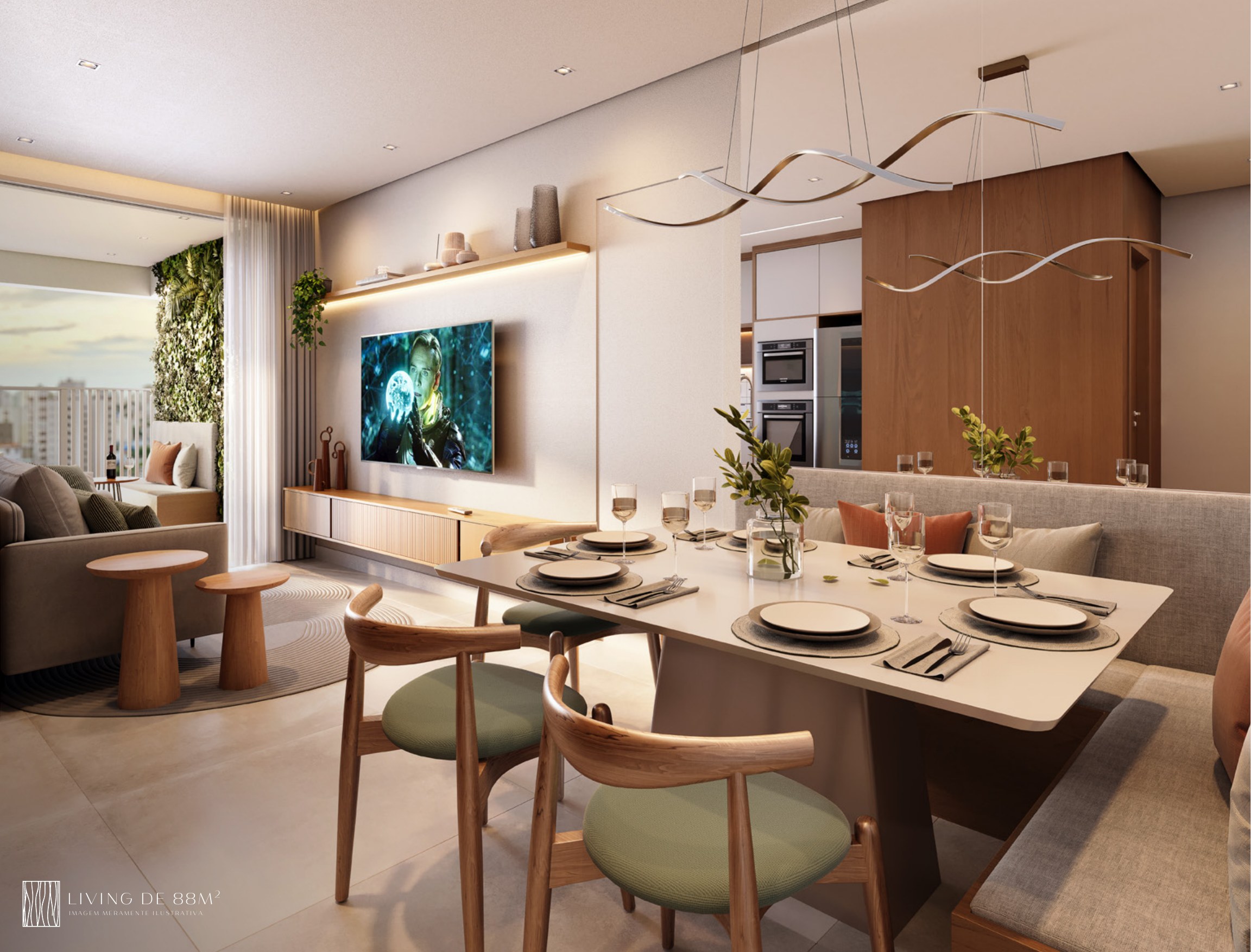 Living de 88 m² — Symmetry Residence