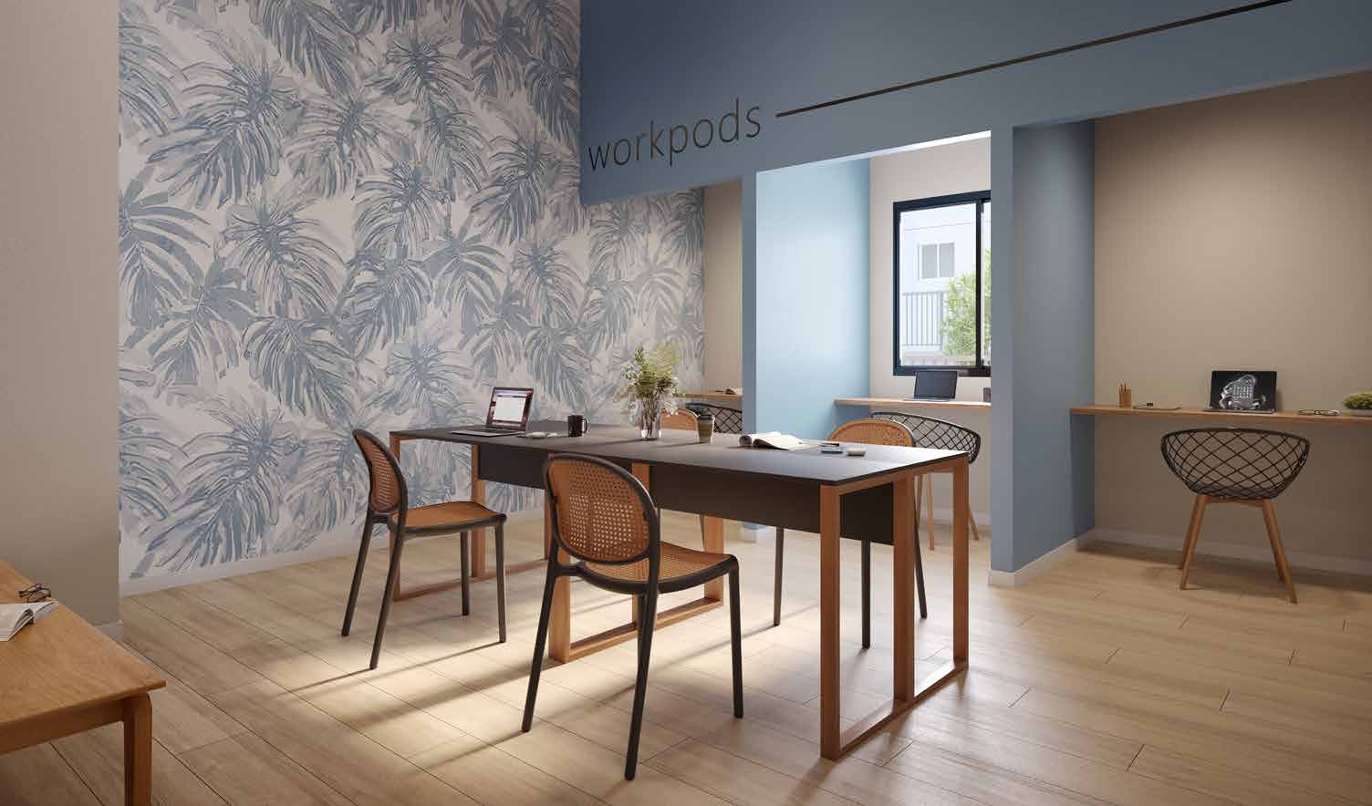 Coworking e workpods — Residencial Momi by BP8