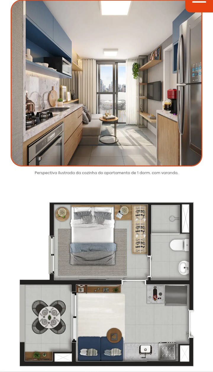 Apartamento de 1 dormitório — Via Cocá