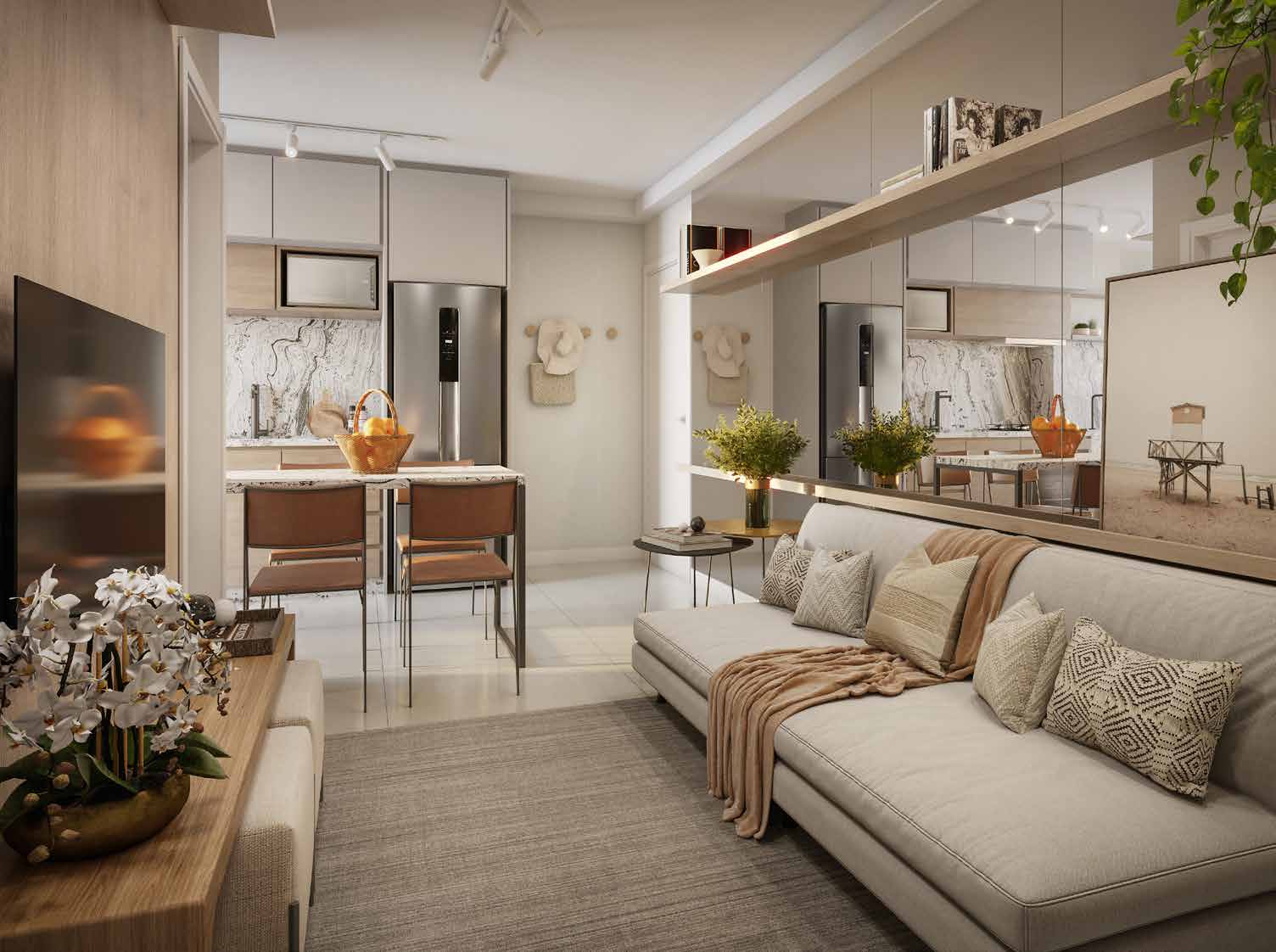 Living da unidade tipo C — Residencial Momi by BP8
