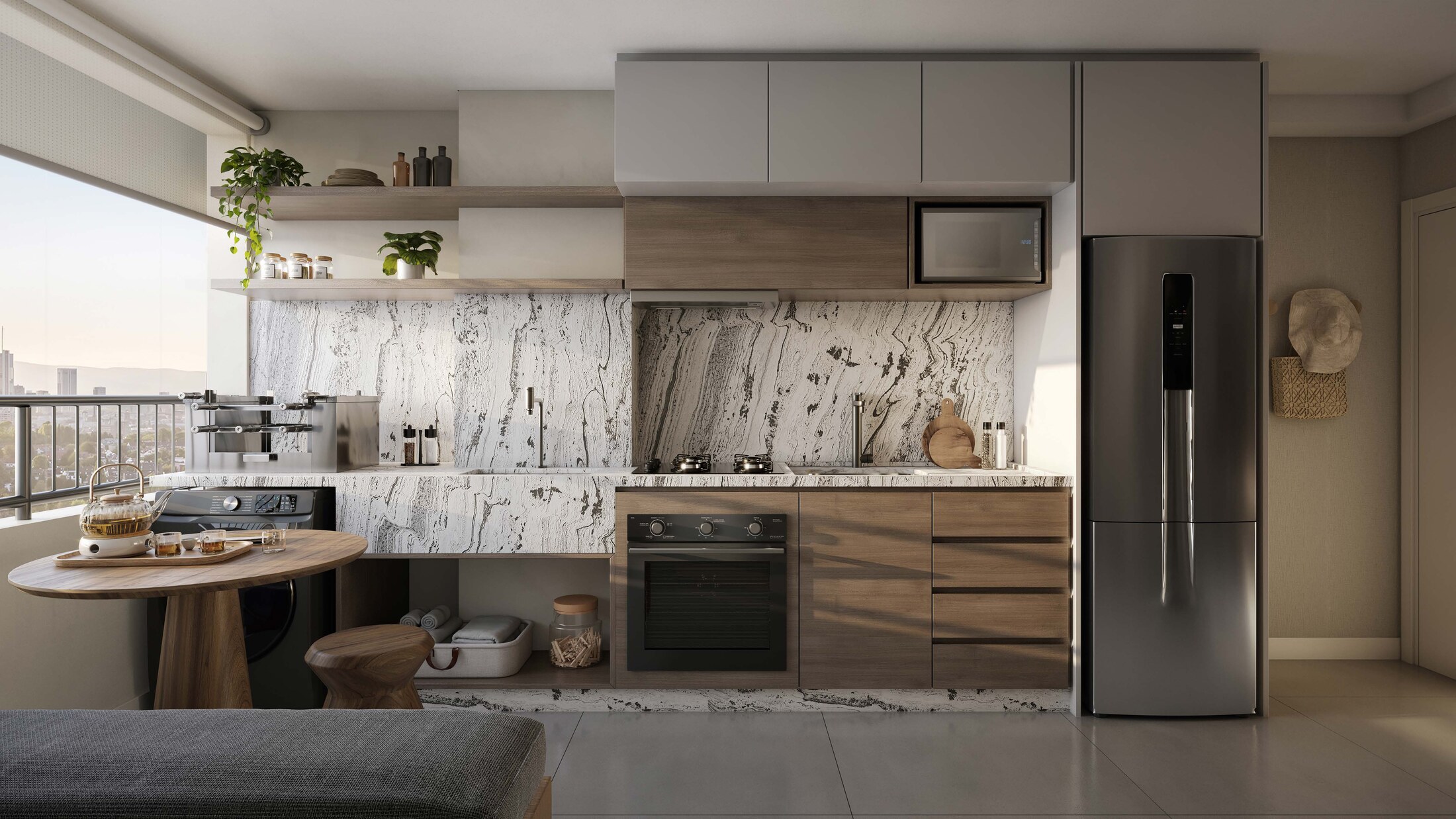 Cozinha do decorado da unidade tipo C — Residencial Maro by BP8