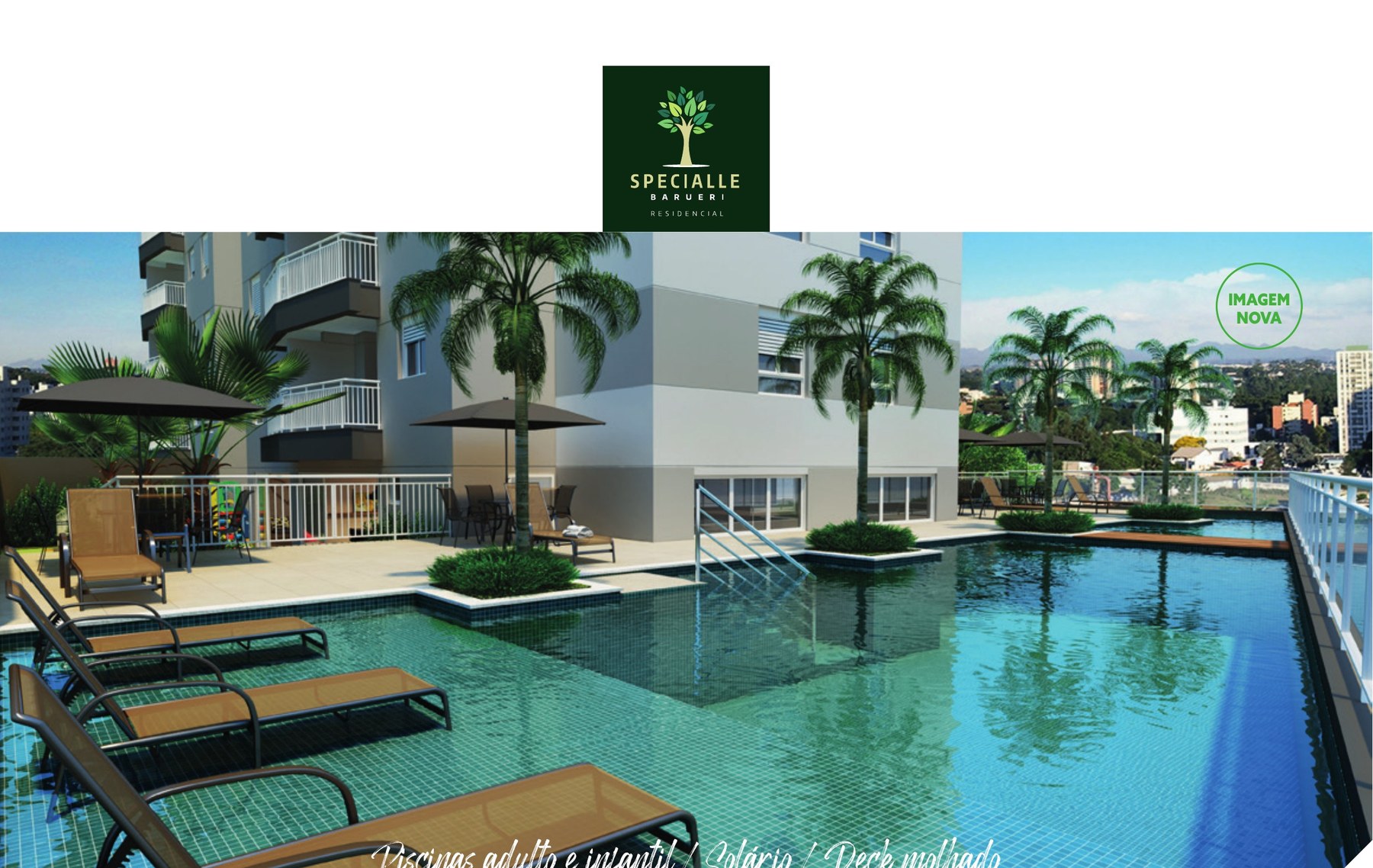 Piscinas adulto e infantil, solário e deck molhado — Specialle Residencial Barueri