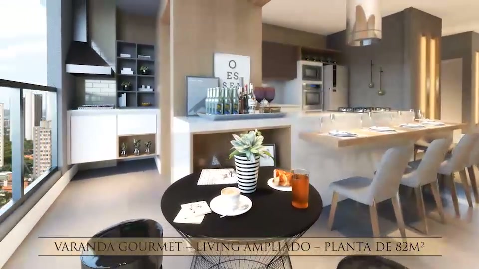 Living — planta de 65 m² — Sole Condomínio Clube