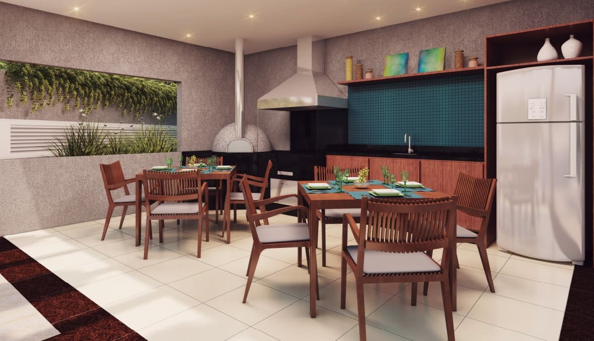 Espaço grill com churrasqueira e forno a lenha — DeMAIS Bela Vista Residencial Clube