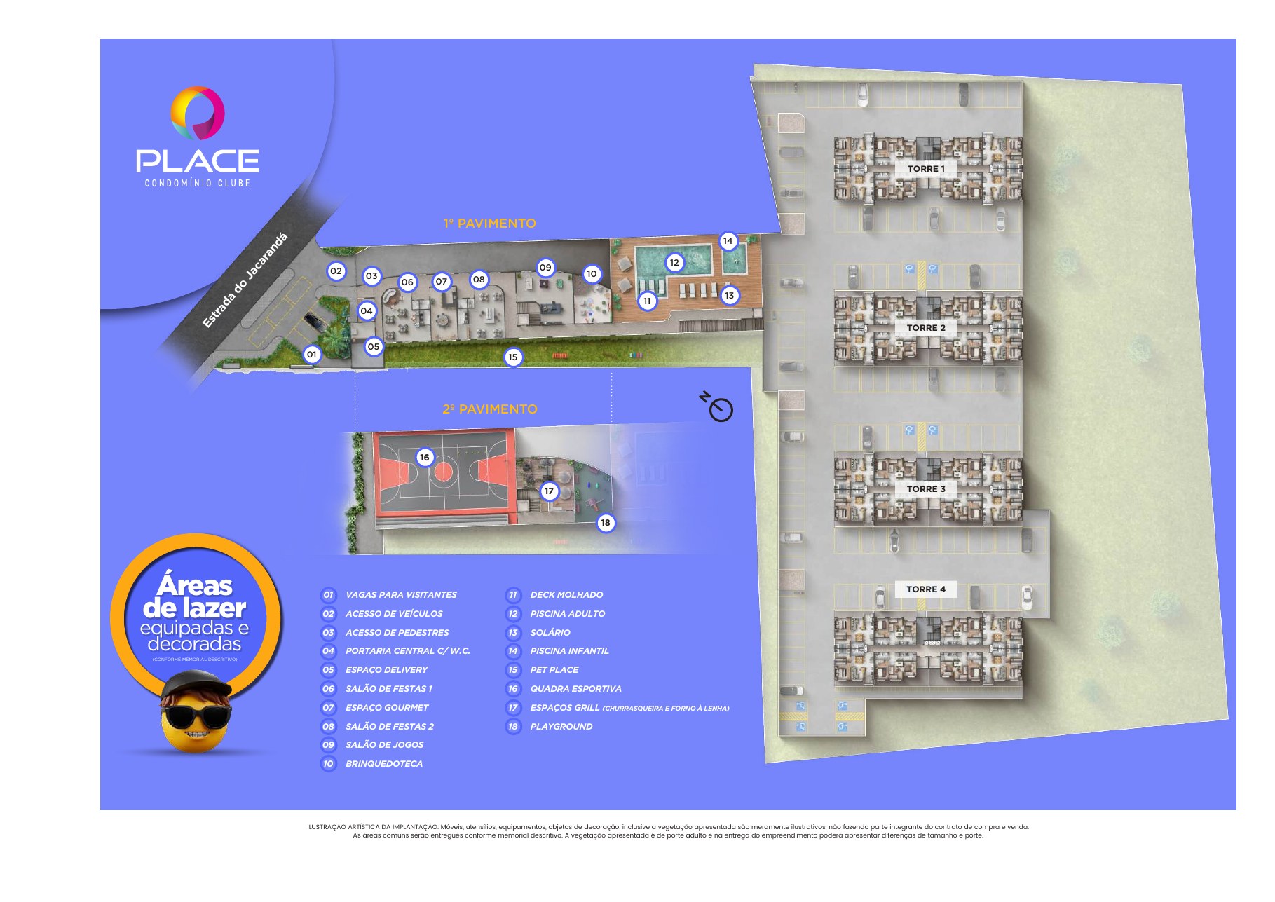 Implantação — 1º pavimento — Place Condomínio Clube