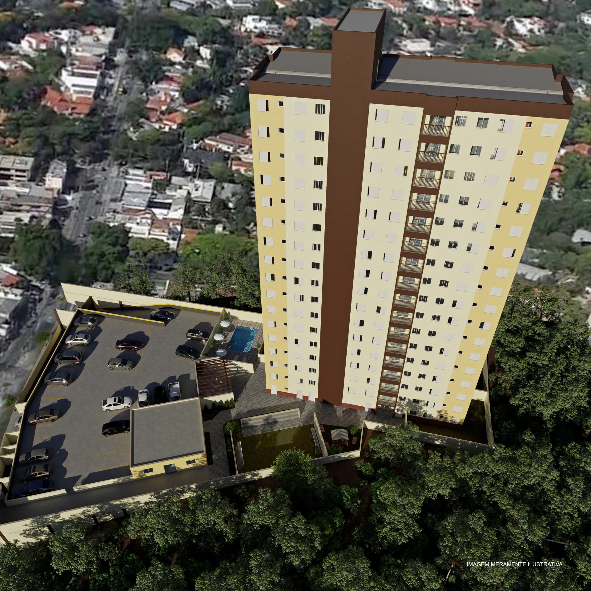Vista aérea da torre e do estacionamento — Advanced Taboão I