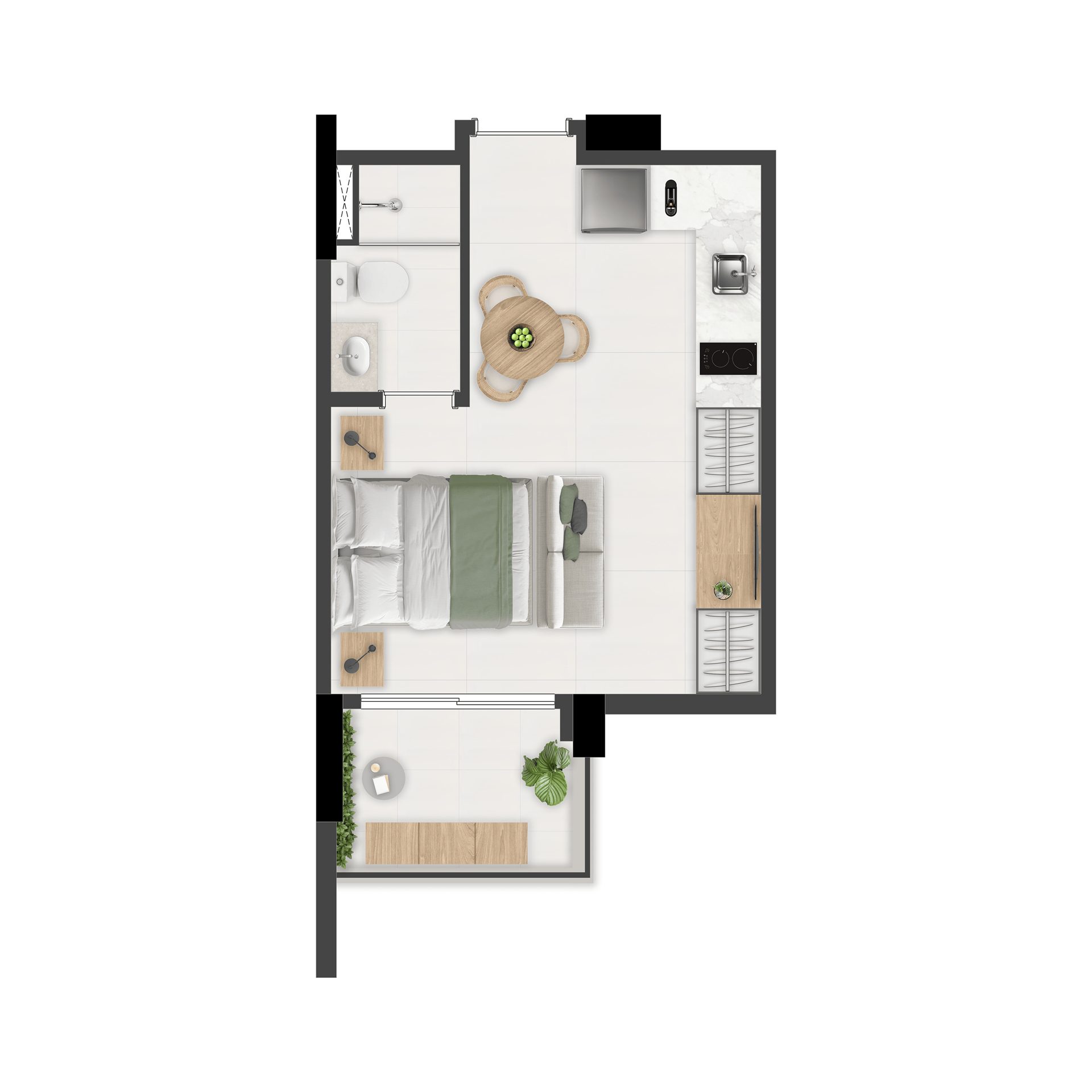 Planta de 25 m² — studio do Brás 120