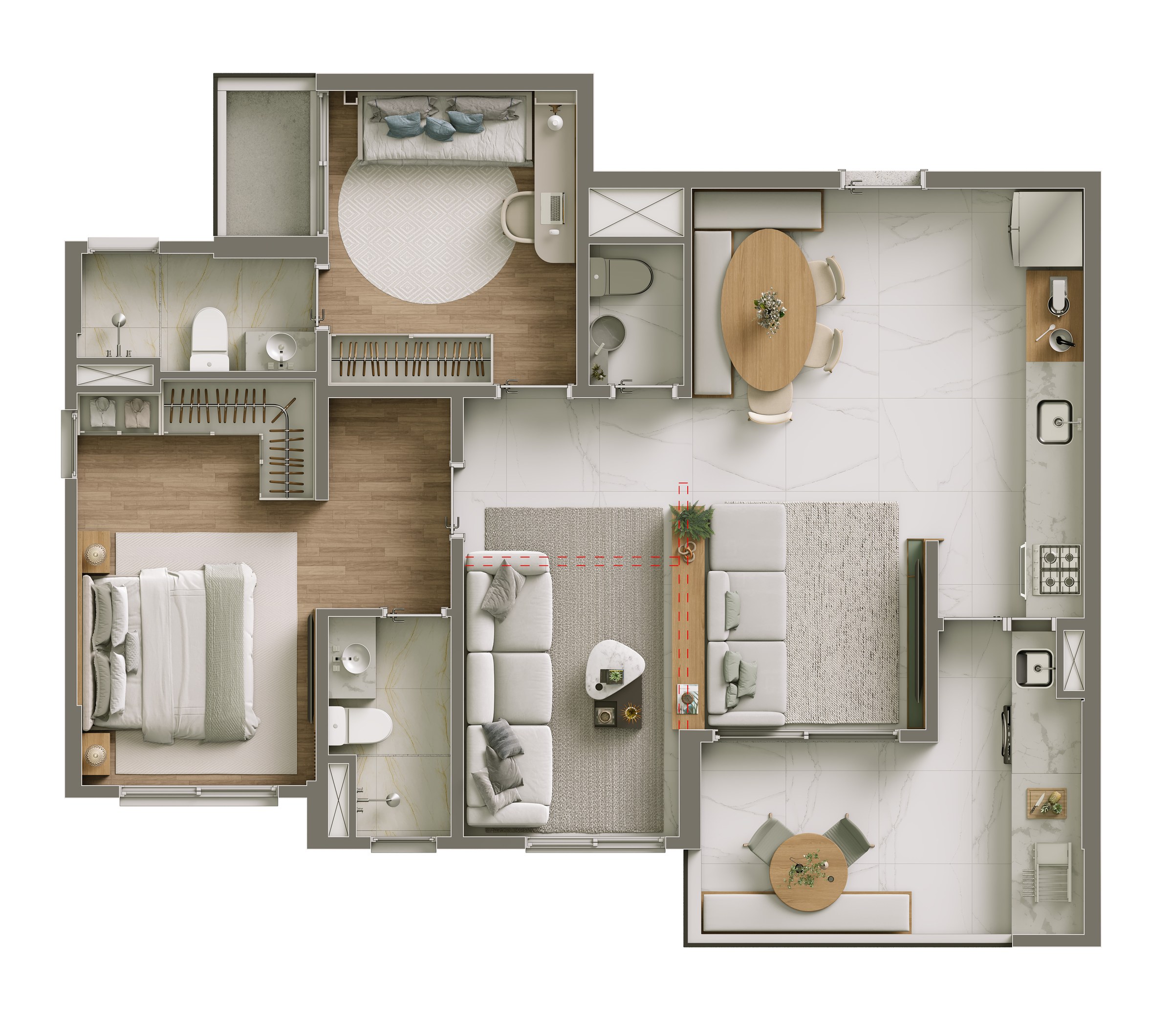 Planta de 84 m² — opção ampliada do Alpha Park View