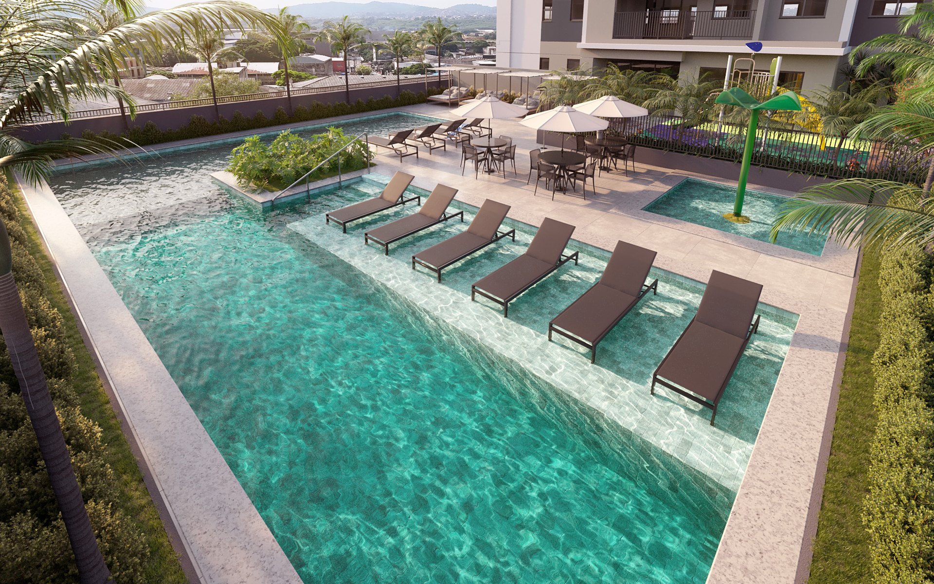 Vista aérea da piscina — Máxima Ares Altino