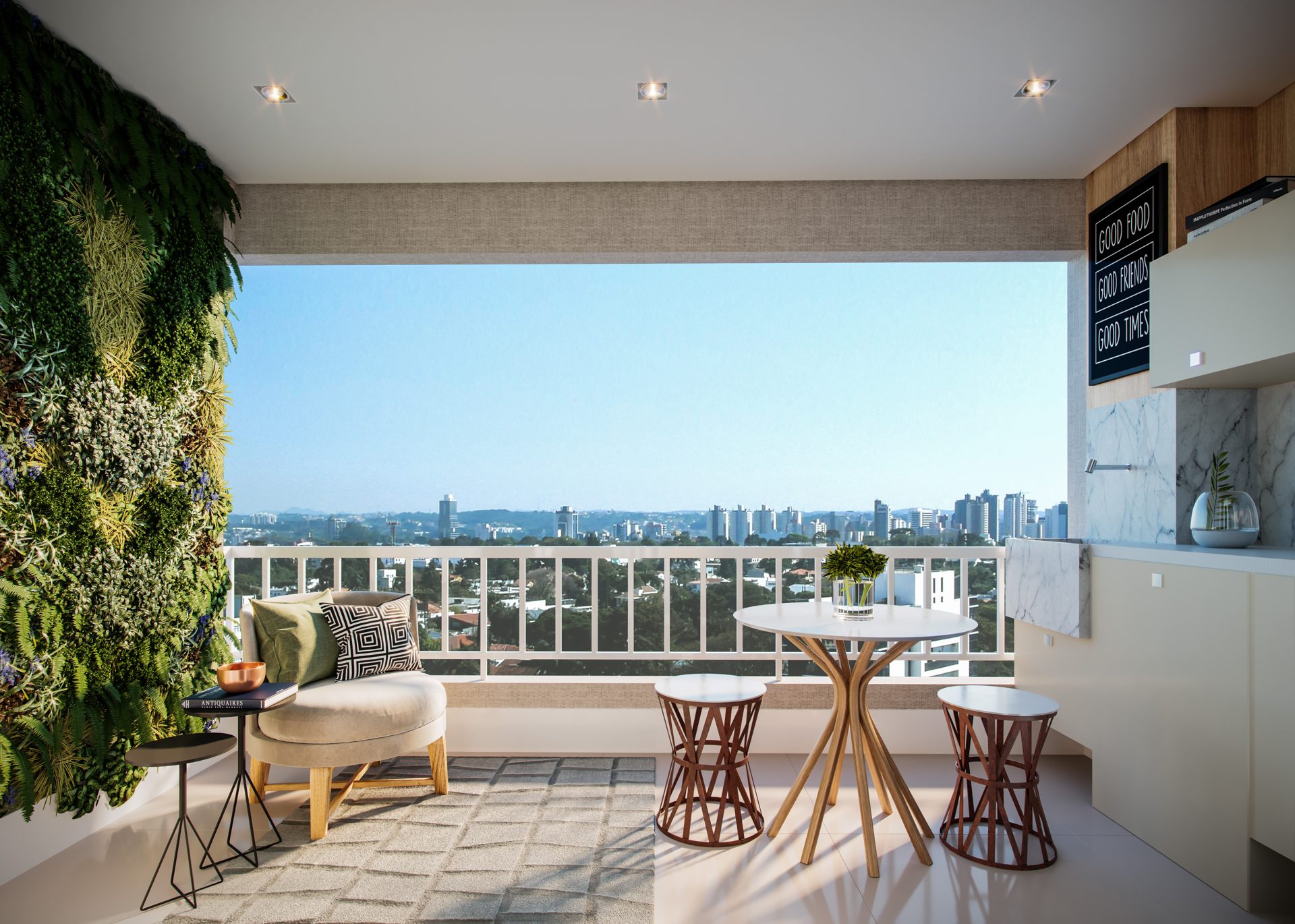 Planta de 56,09 m² — 3 dorms com suíte do Maxim Home Club