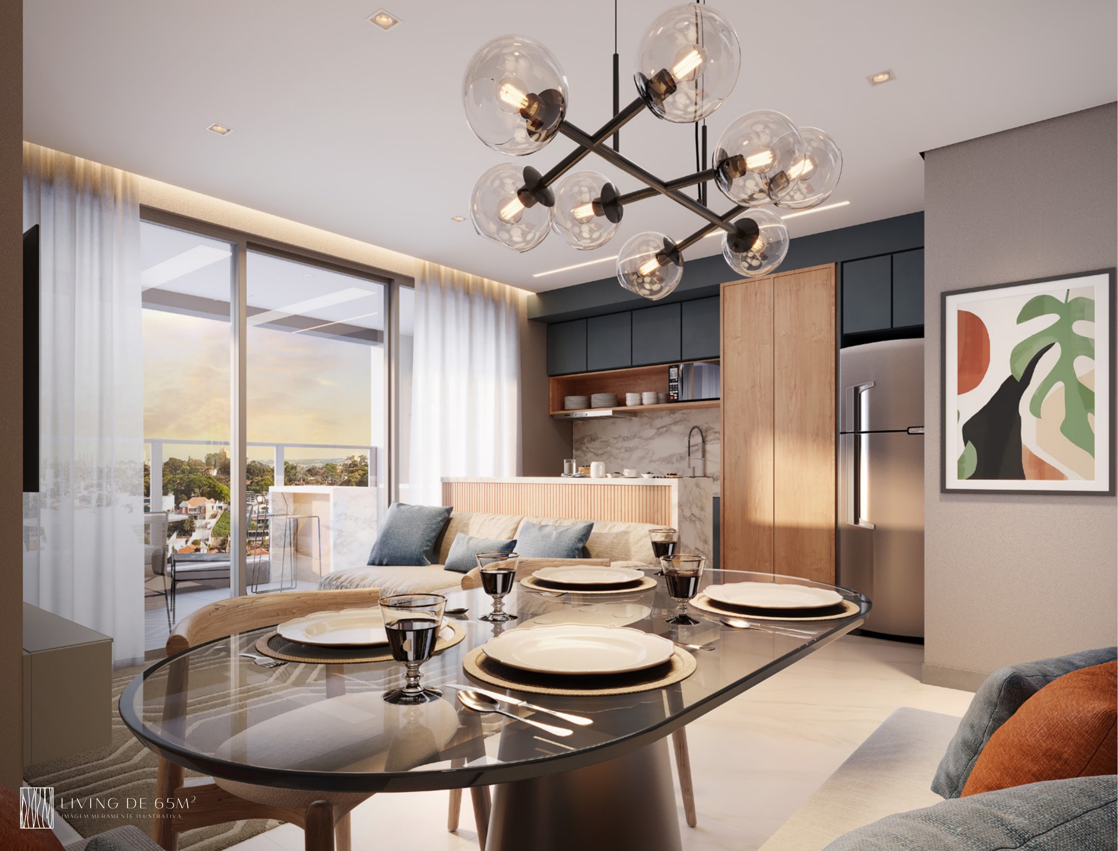 Living de 65 m² — Symmetry Residence