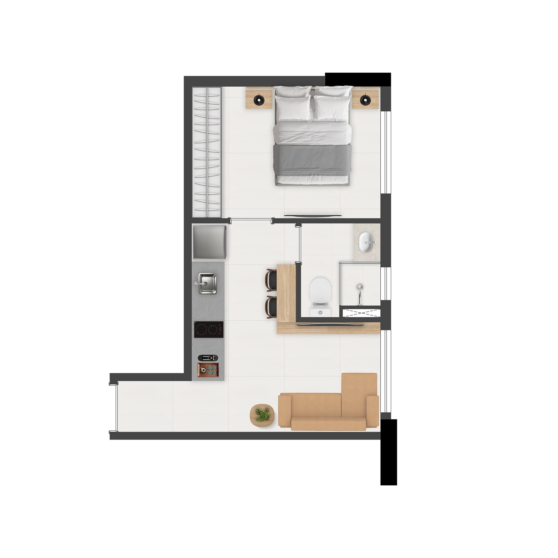 Planta de 25 m² — studio do Brás 120