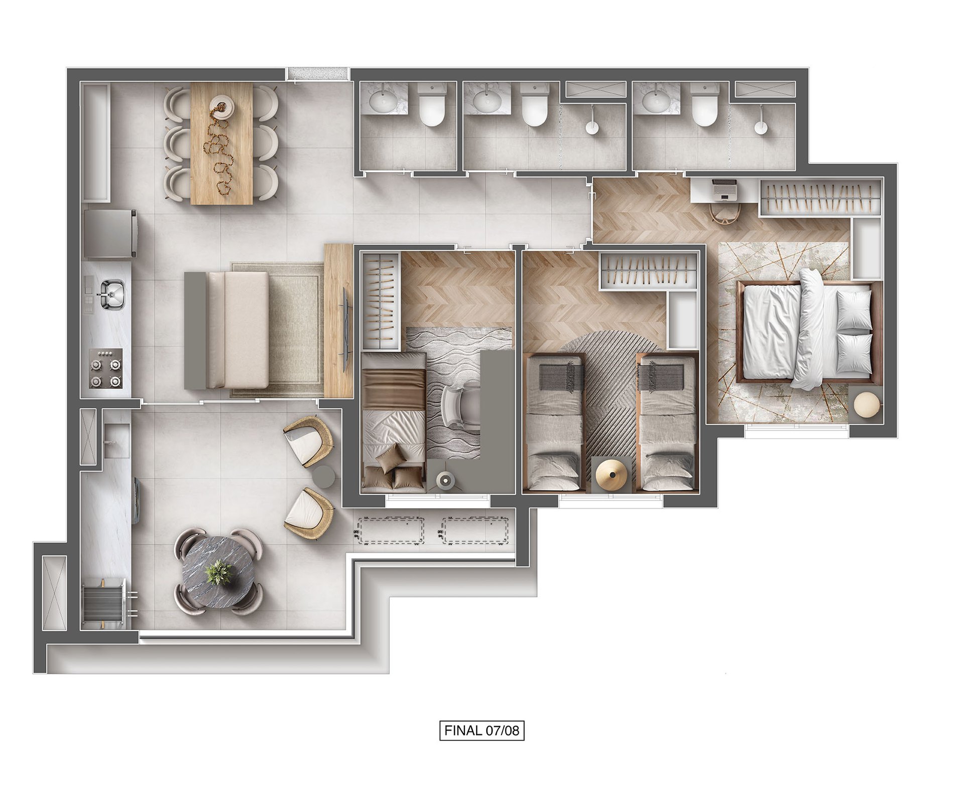 Planta de 56 m² do Máxima Ares Altino