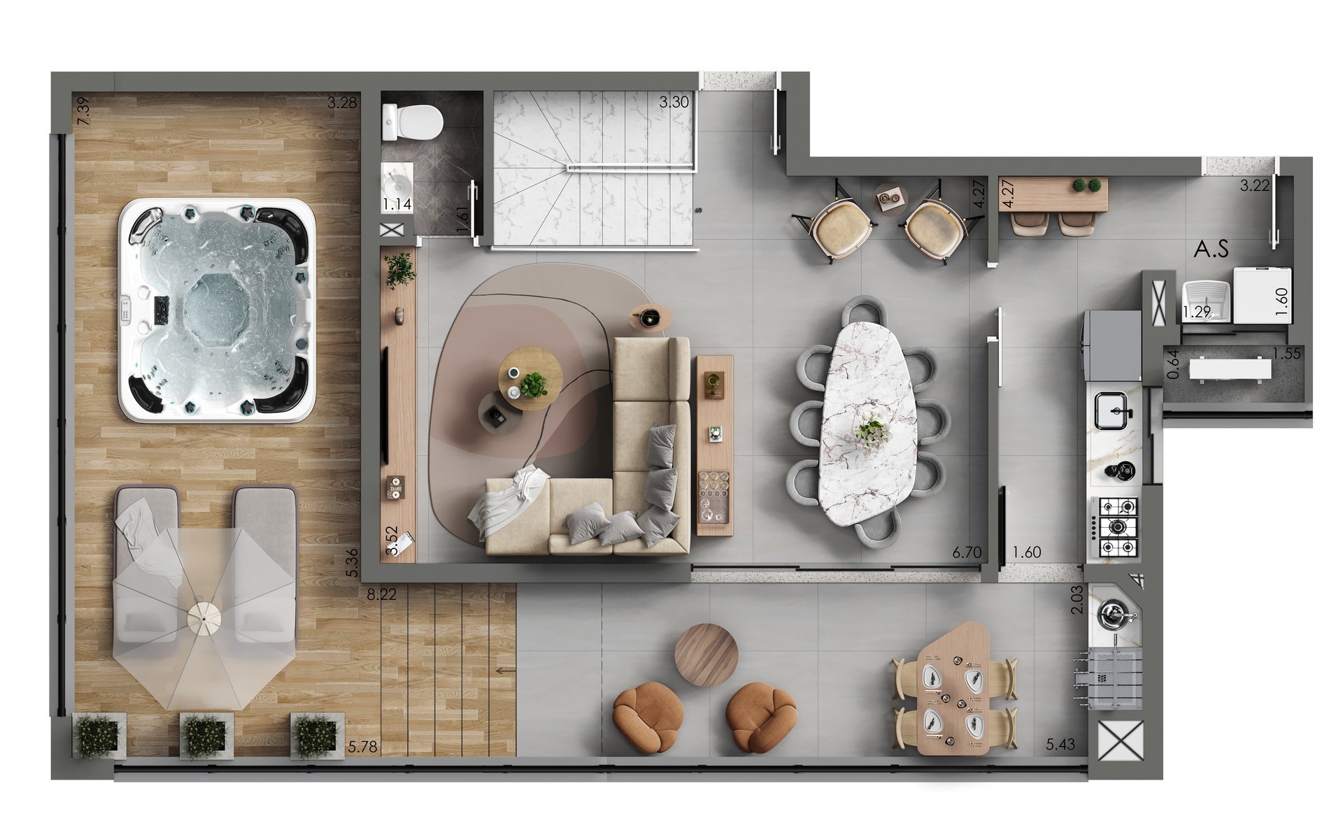 Planta de Cobertura duplex do Legacy Osasco