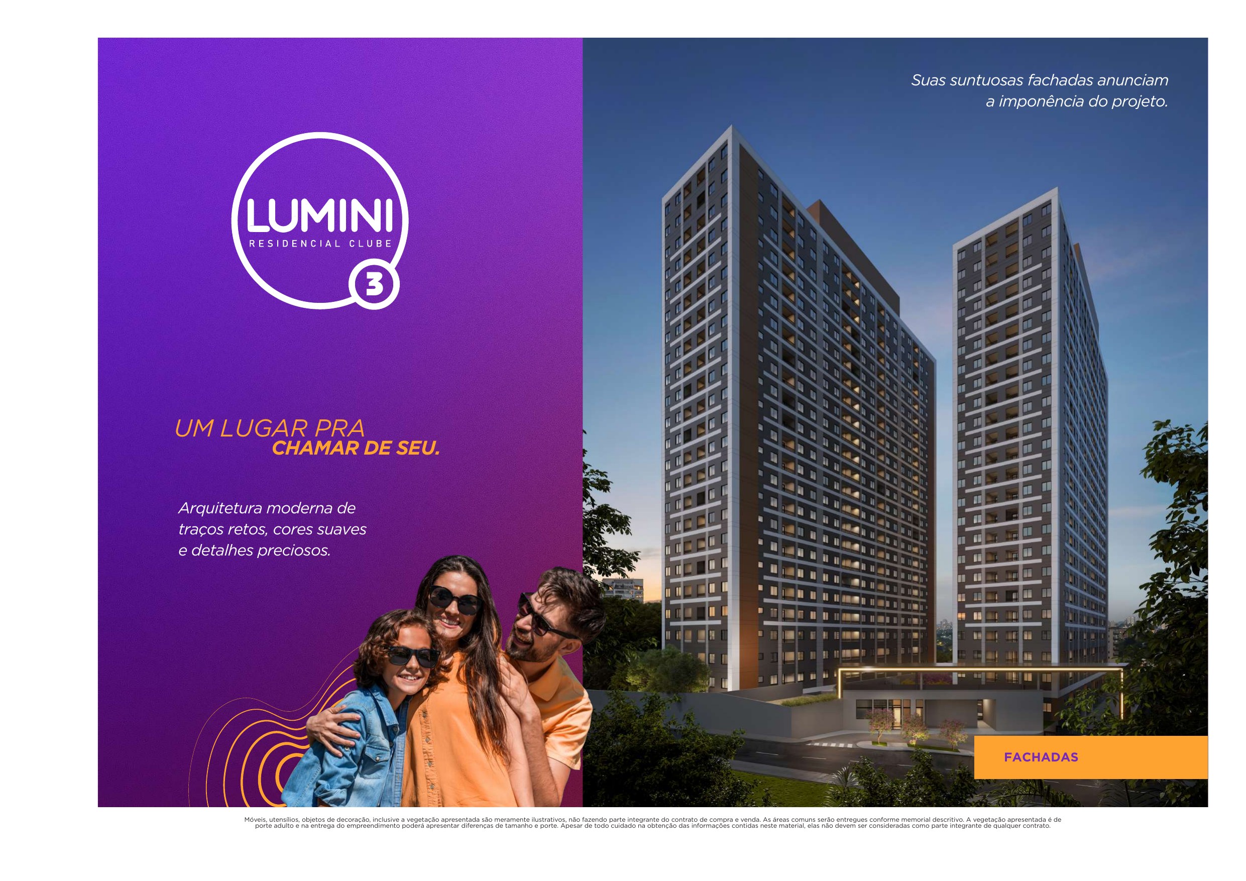 Fachadas das torres A, B e C — Lumini 3 Residencial Clube
