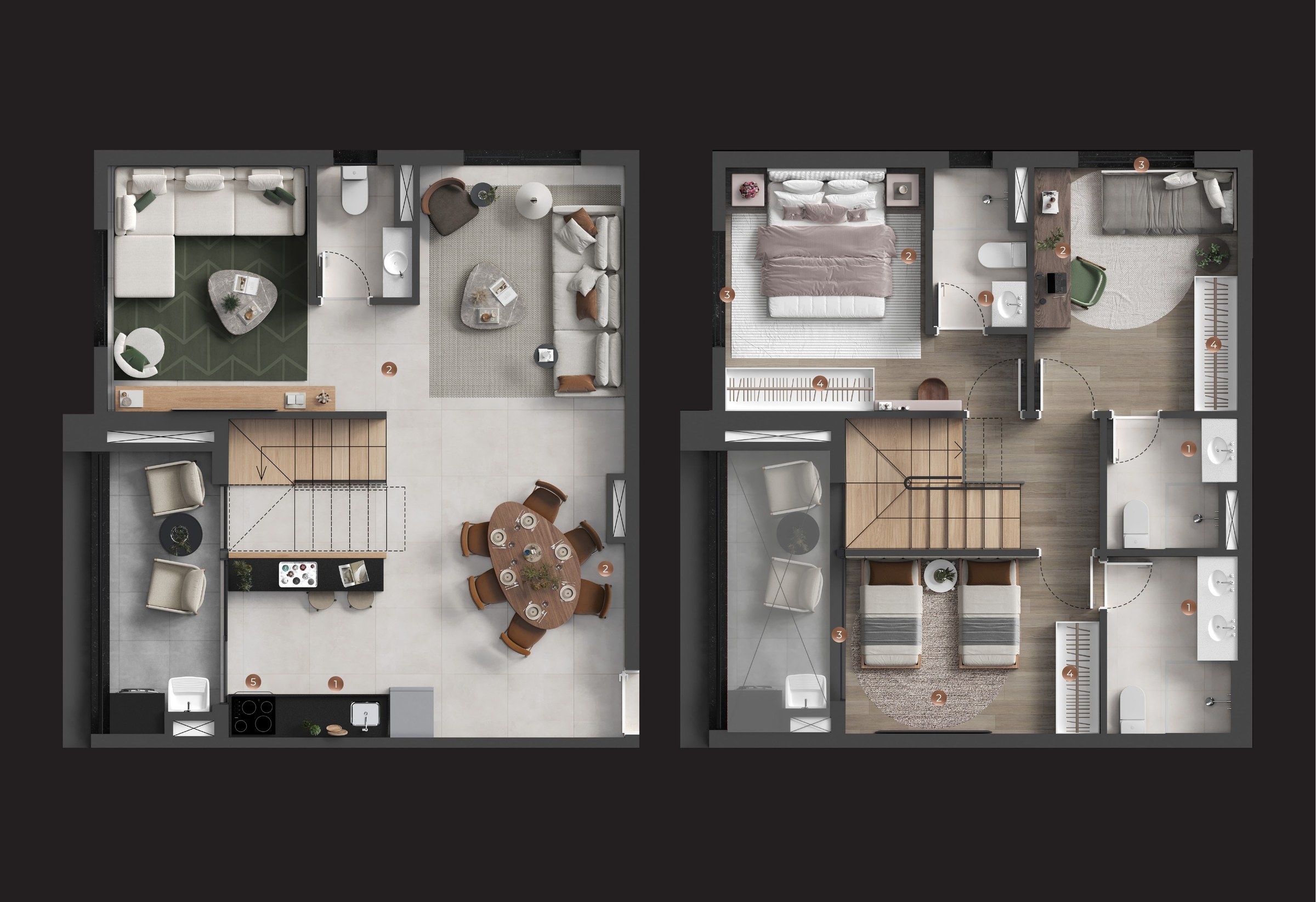 Planta de Duplex 112,89 m² do LIV Stay Residence