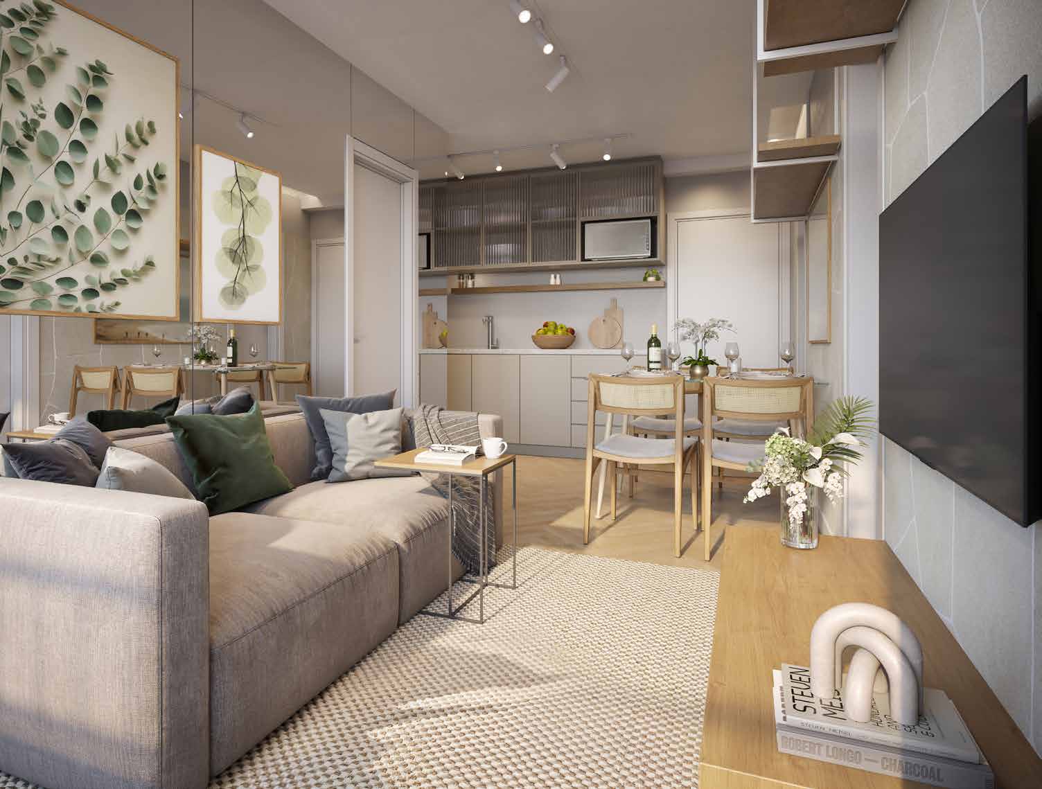 Living da unidade tipo B — Residencial Momi by BP8