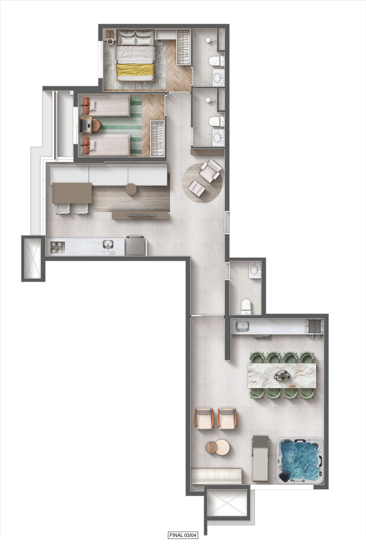 Planta de Penthouse 23 do Máxima Ares Altino