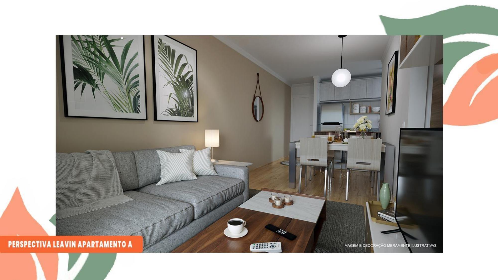 Perspectiva do living — apartamento planta A — Advanced Taboão I