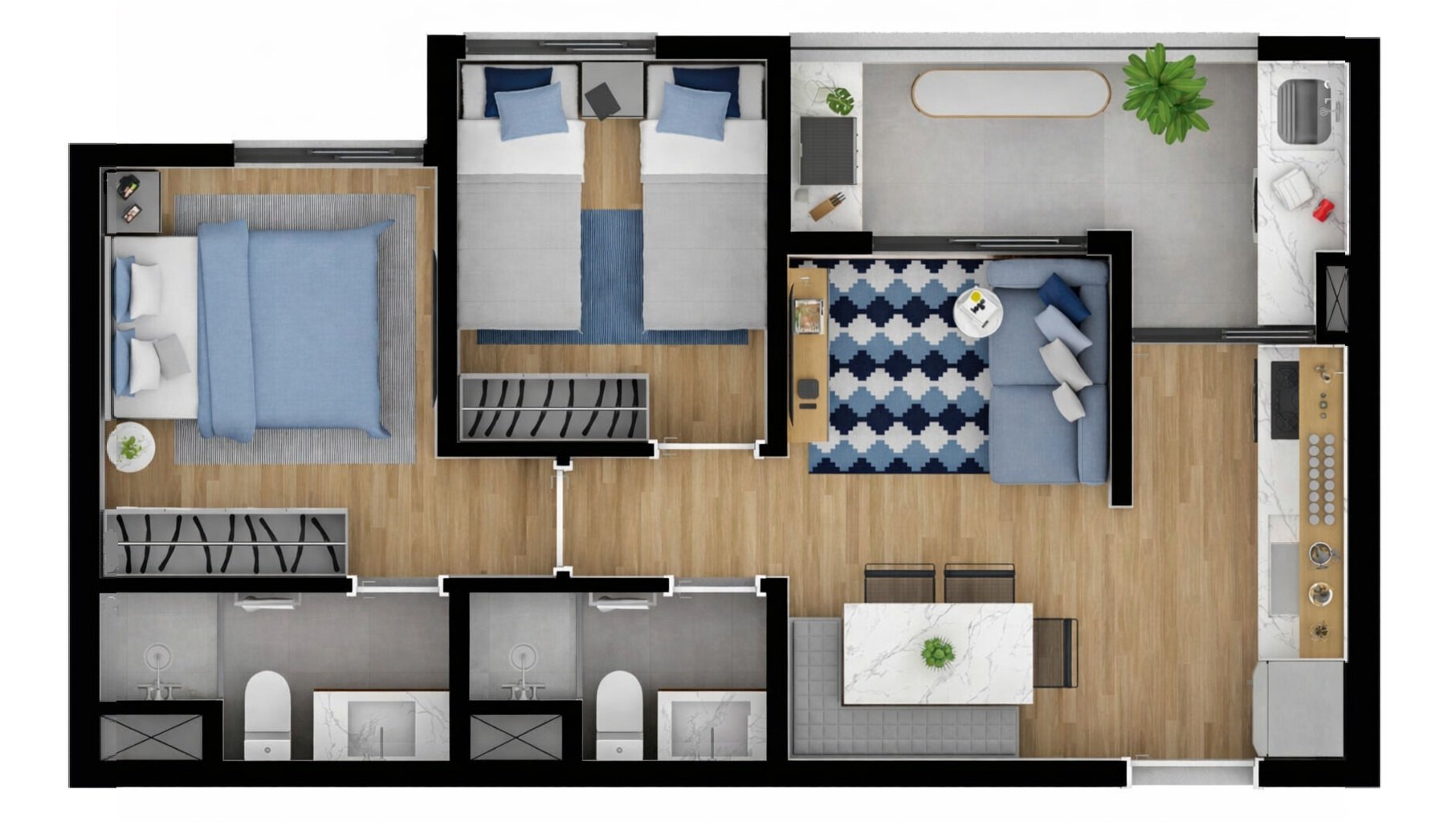 Planta de 50 m² do Feeling Casa Verde