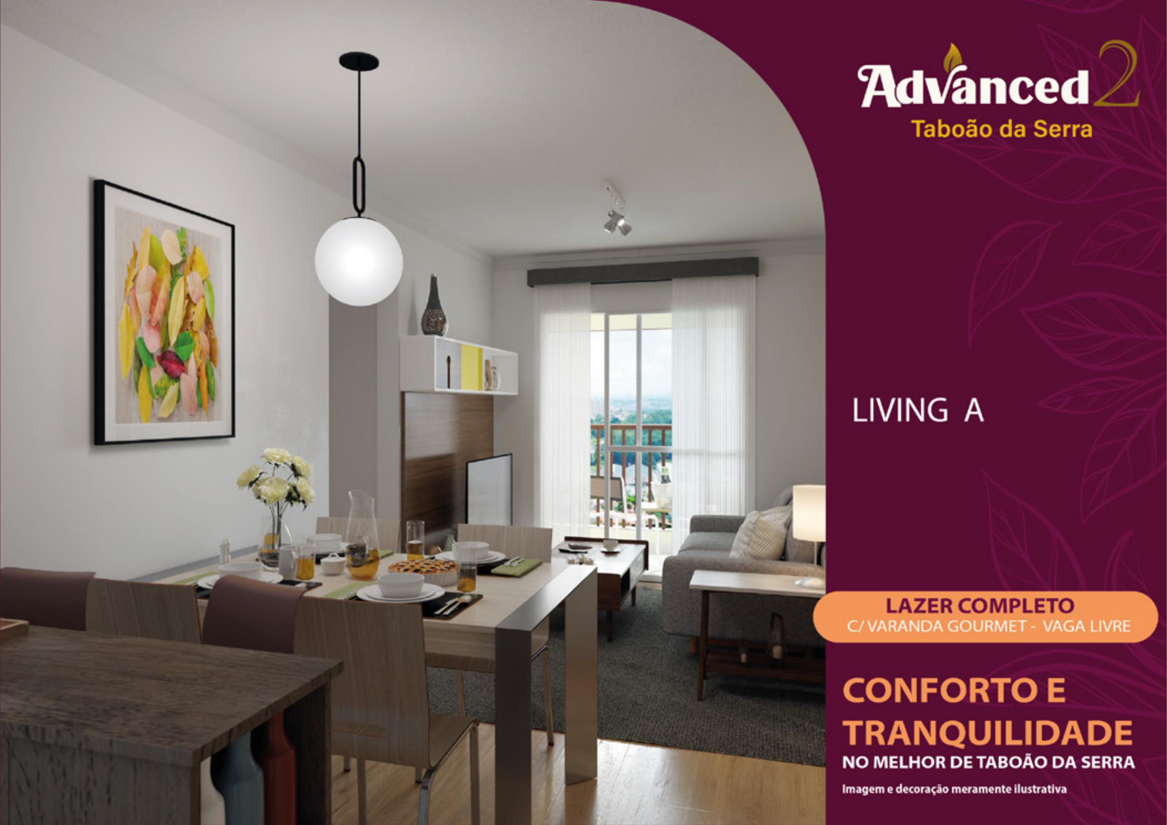 Living — decorado planta A — Advanced 2 Taboão da Serra