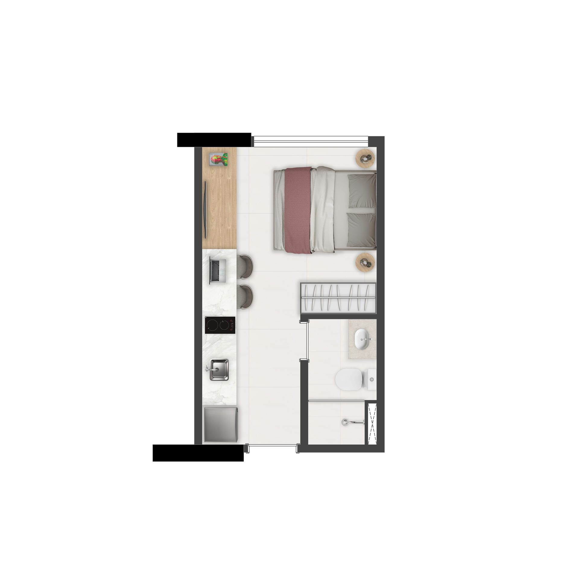 Planta de 17 m² — studio do Brás 120