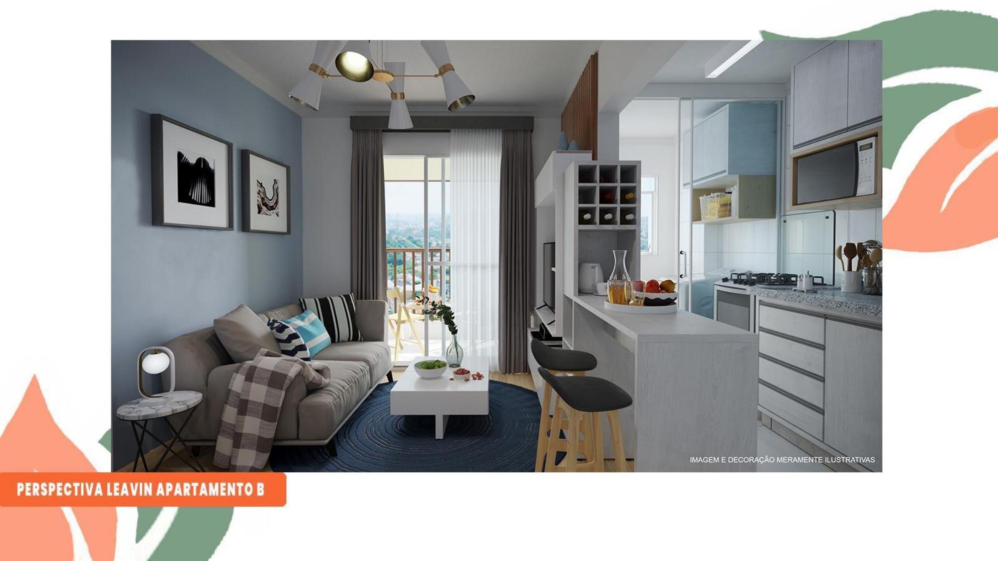 Perspectiva do living — apartamento planta B — Advanced Taboão I