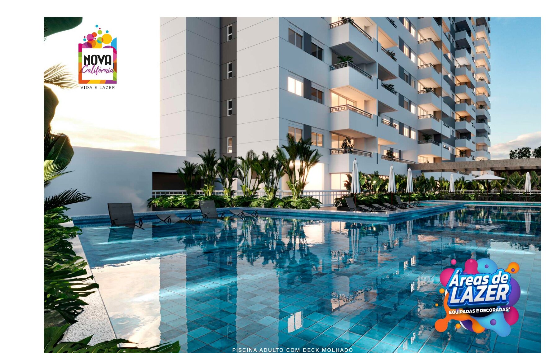 Piscina adulto com deck molhado — Nova Califórnia