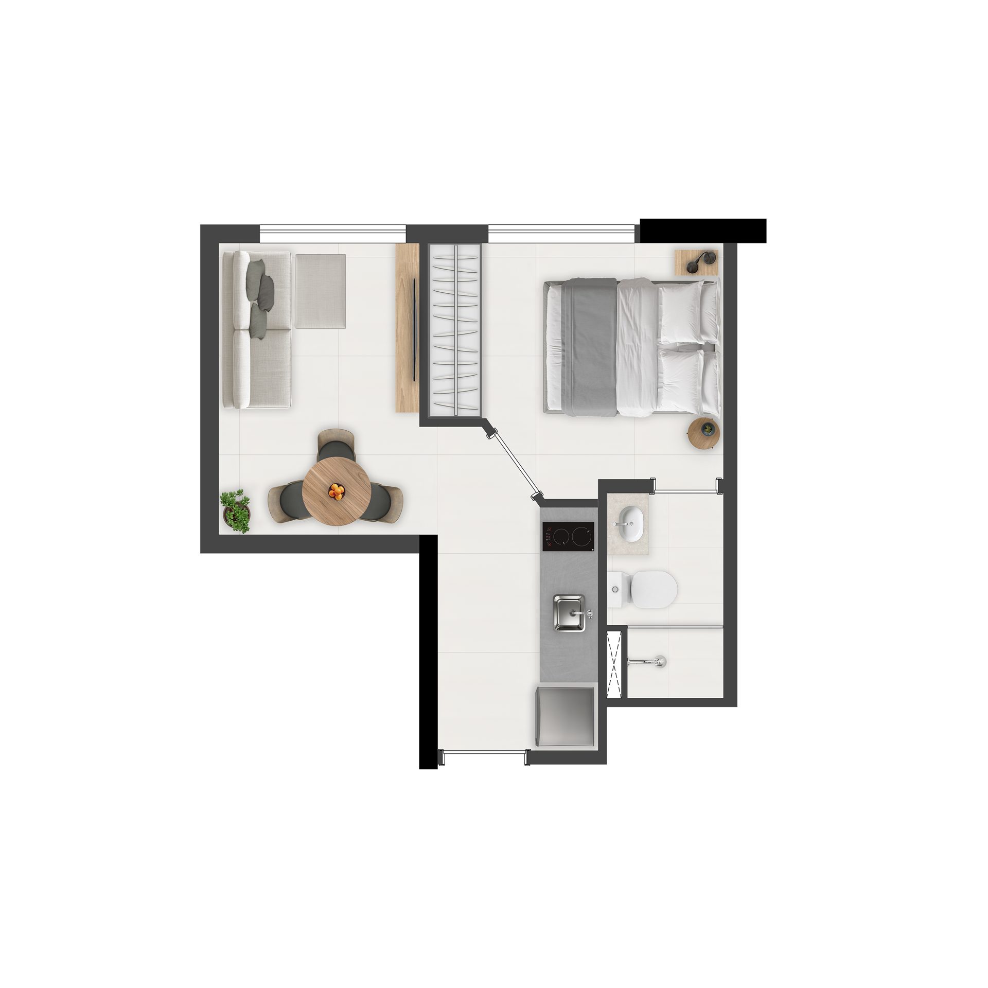 Planta de 24 m² — studio do Brás 120