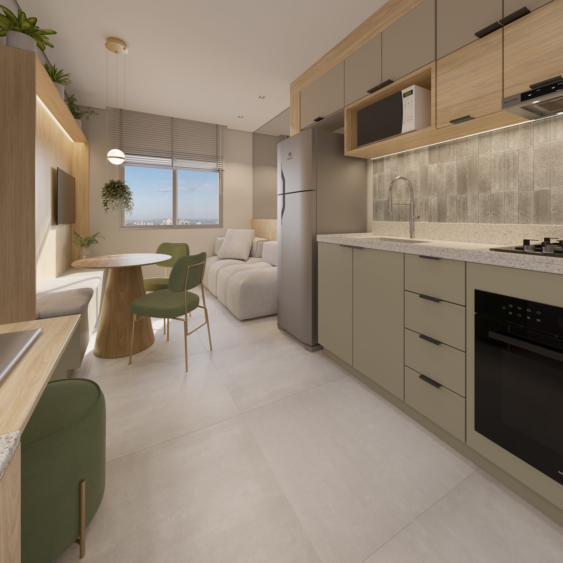Solarium Home Club — Living do apartamento tipo — Solarium Home Club