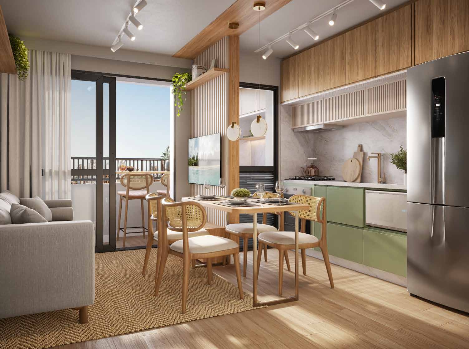 Living da unidade tipo A — Residencial Momi by BP8