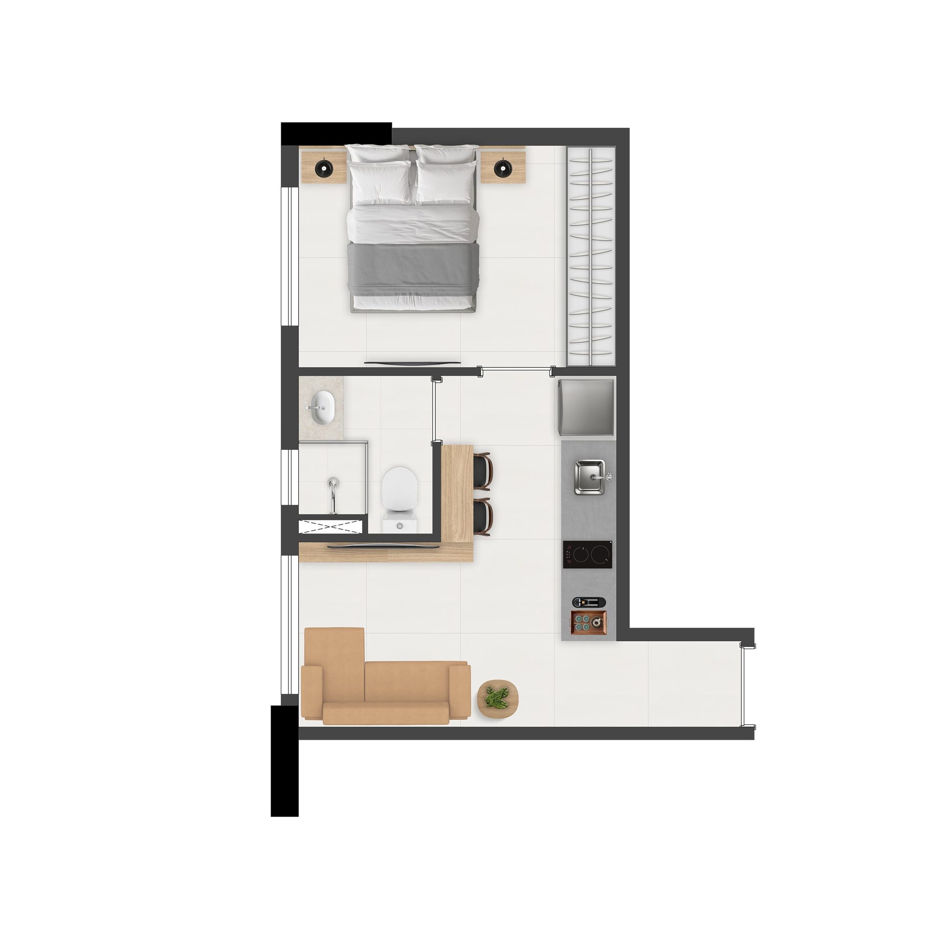 Planta de 25 m² — studio do Brás 120