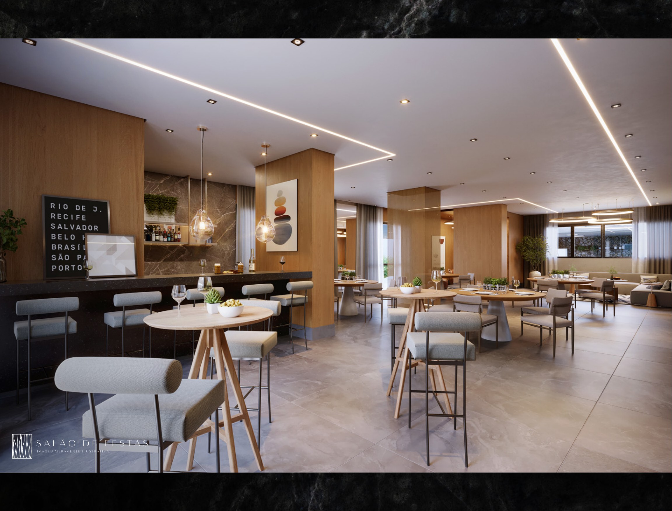 Salão de festas — estar — Symmetry Residence