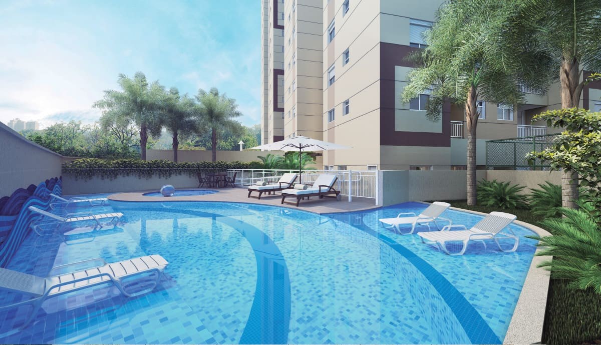 Piscinas adulto e infantil com deck molhado — DeMAIS Bela Vista Residencial Clube