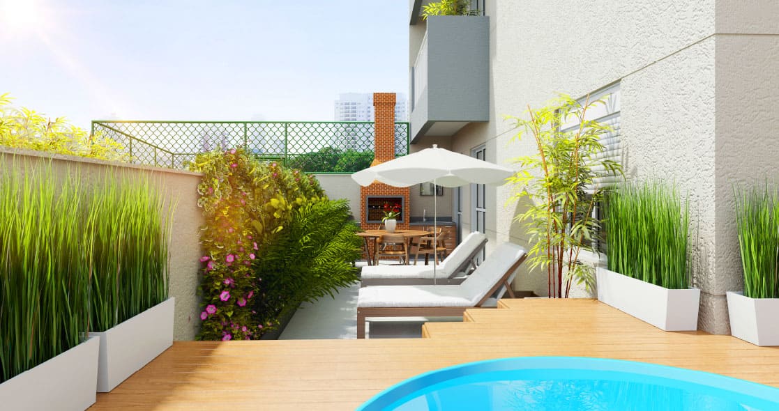 Deck e espreguiçadeiras — Park 650 Condomínio Clube