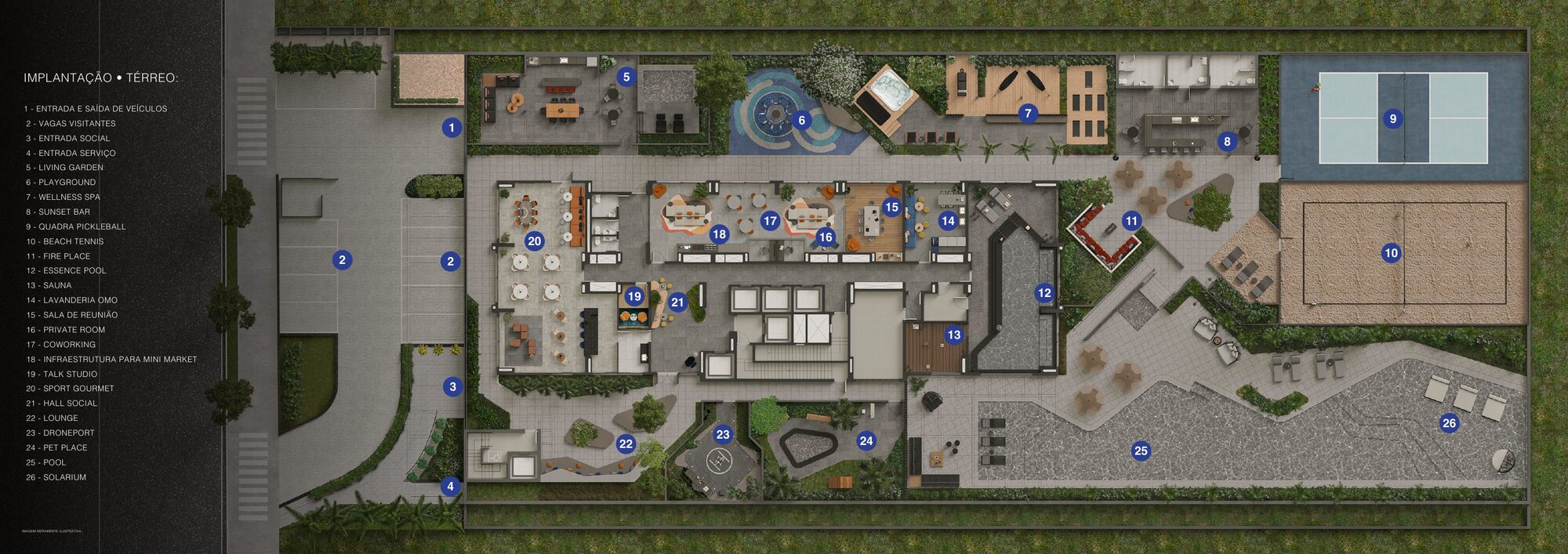 Implantação do térreo — DUO Stay Residence