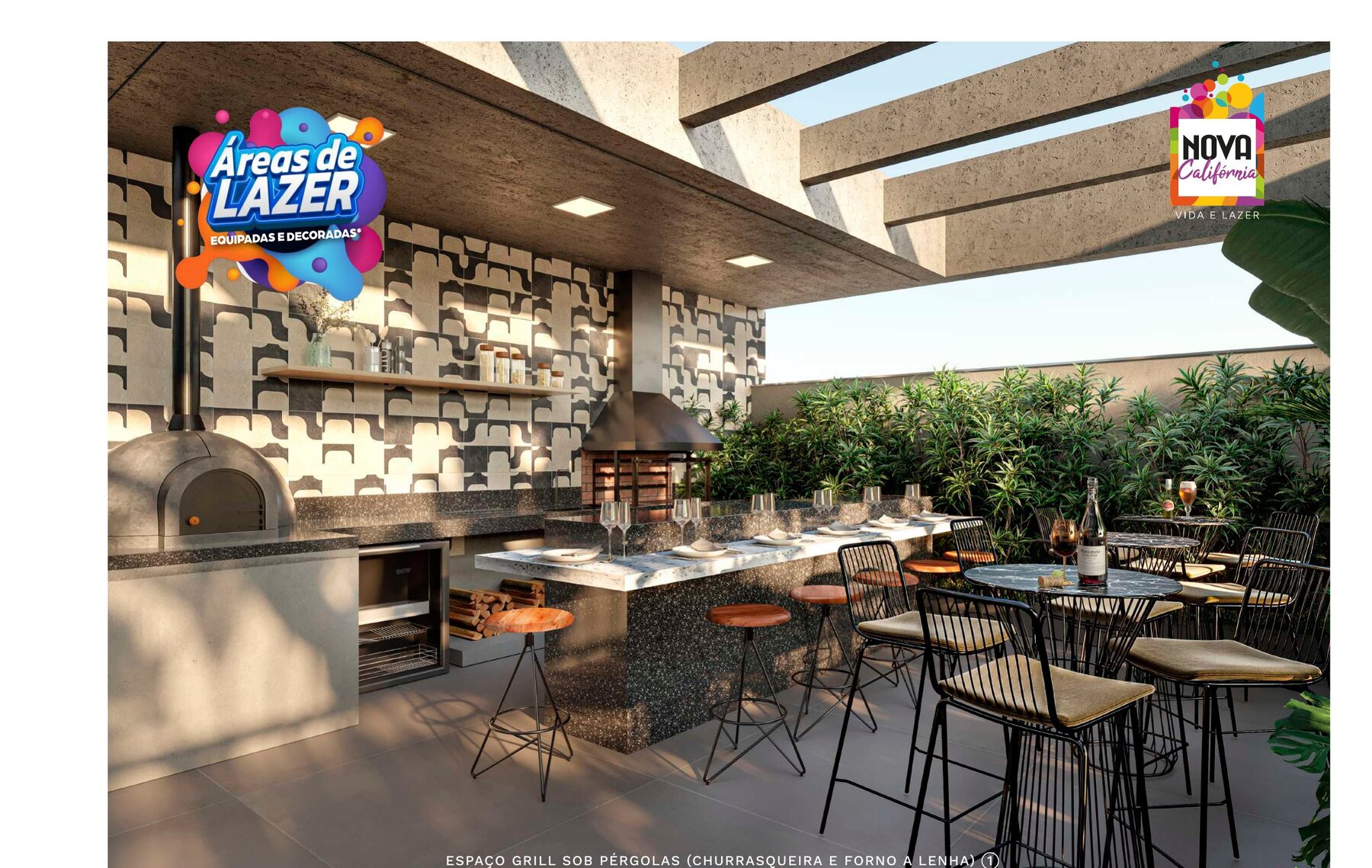Espaço grill sob pérgolas 1 — Nova Califórnia