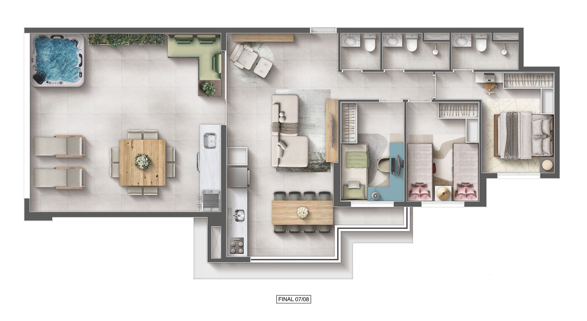 Planta de Penthouse 84 m² do Máxima Ares Altino
