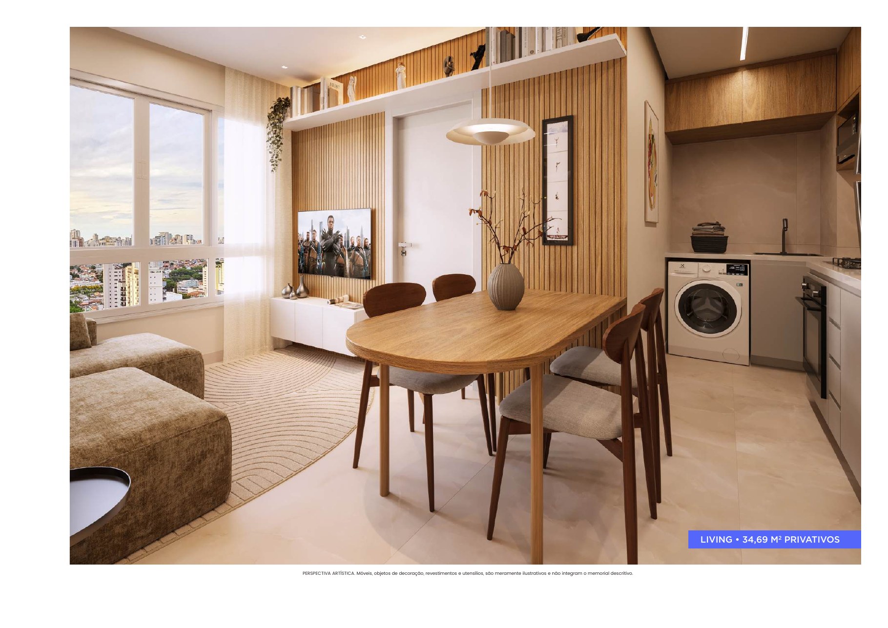 Living de 34,69 m² — Place Condomínio Clube