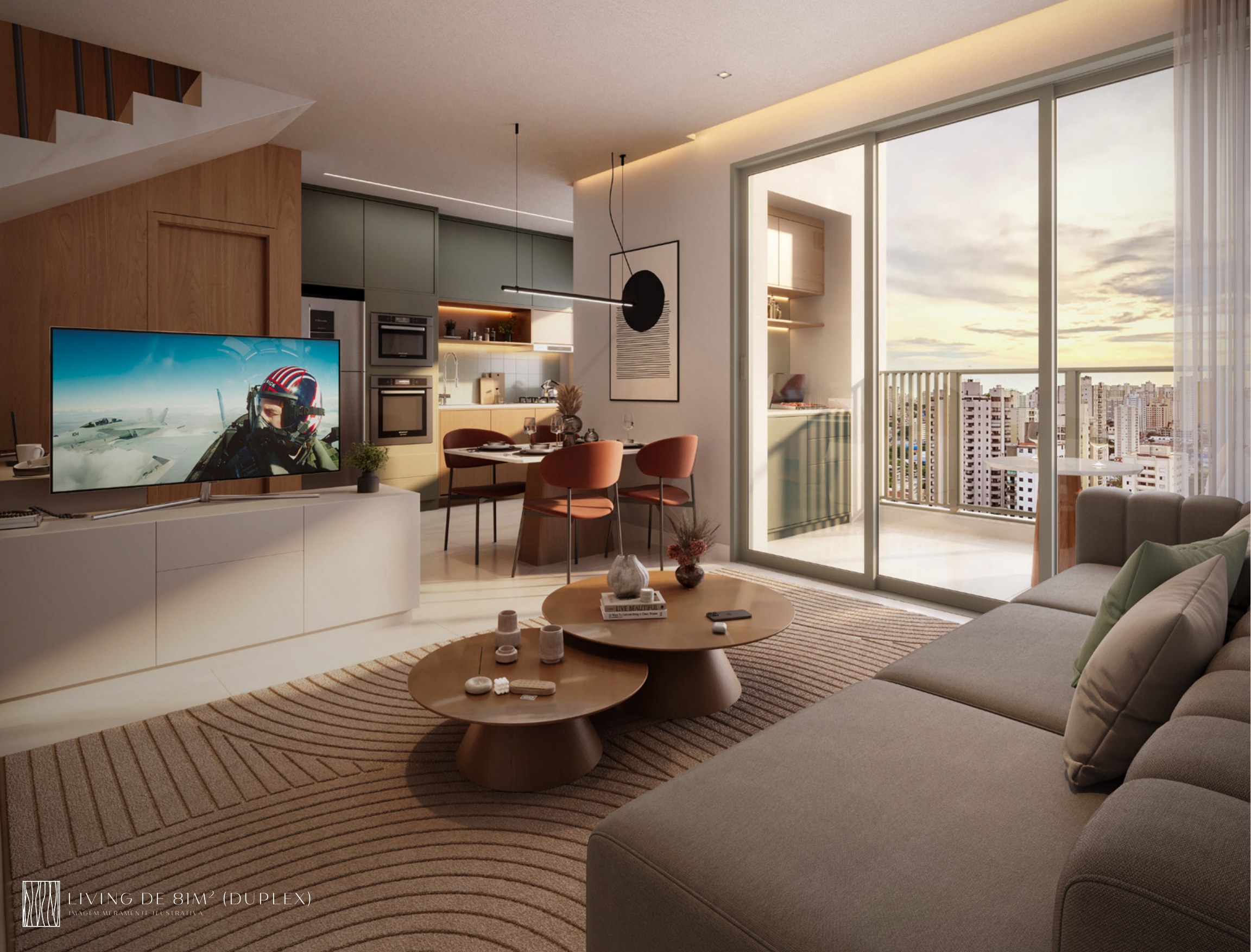 Living de 81 m² (duplex) — Symmetry Residence