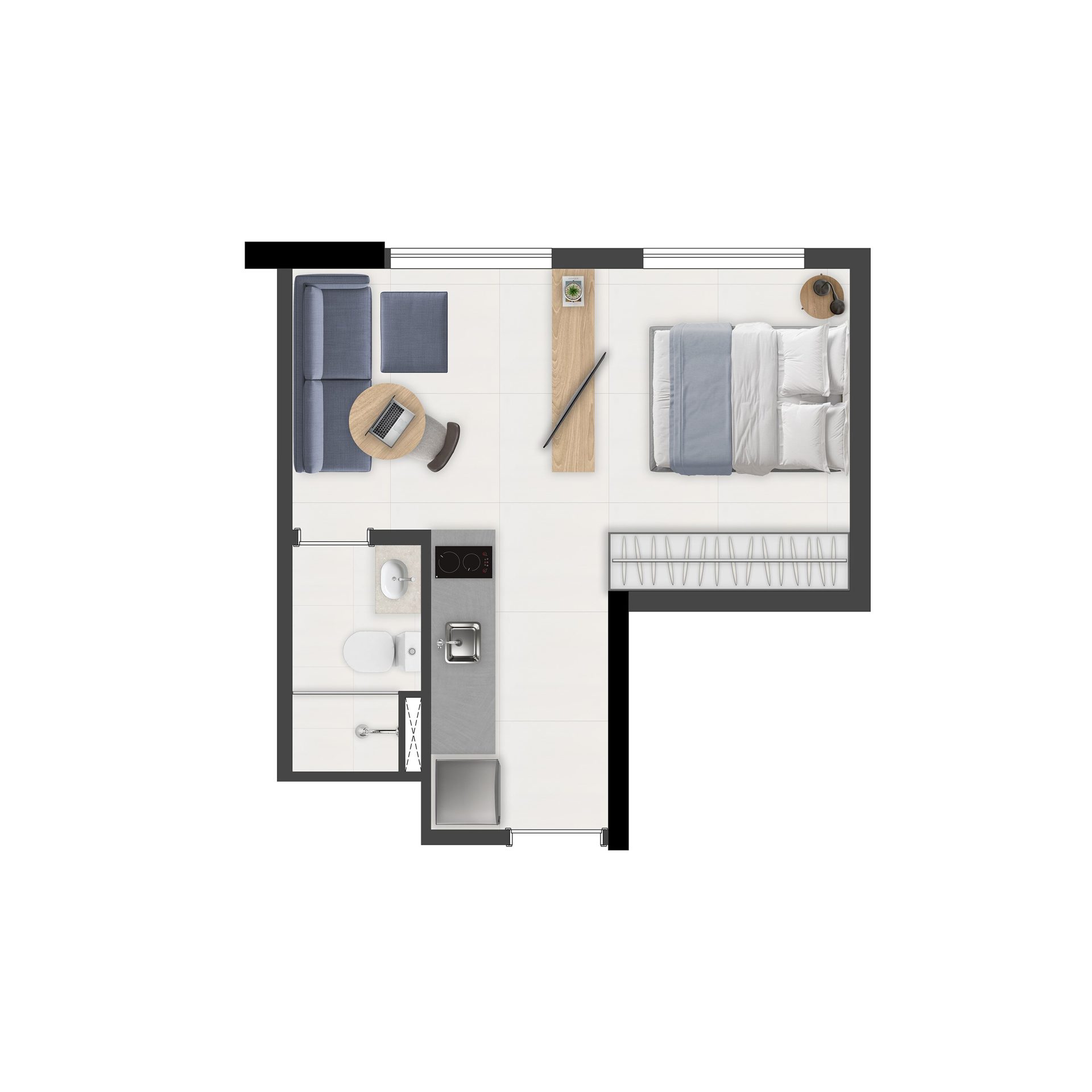 Planta de 24 m² — studio do Brás 120