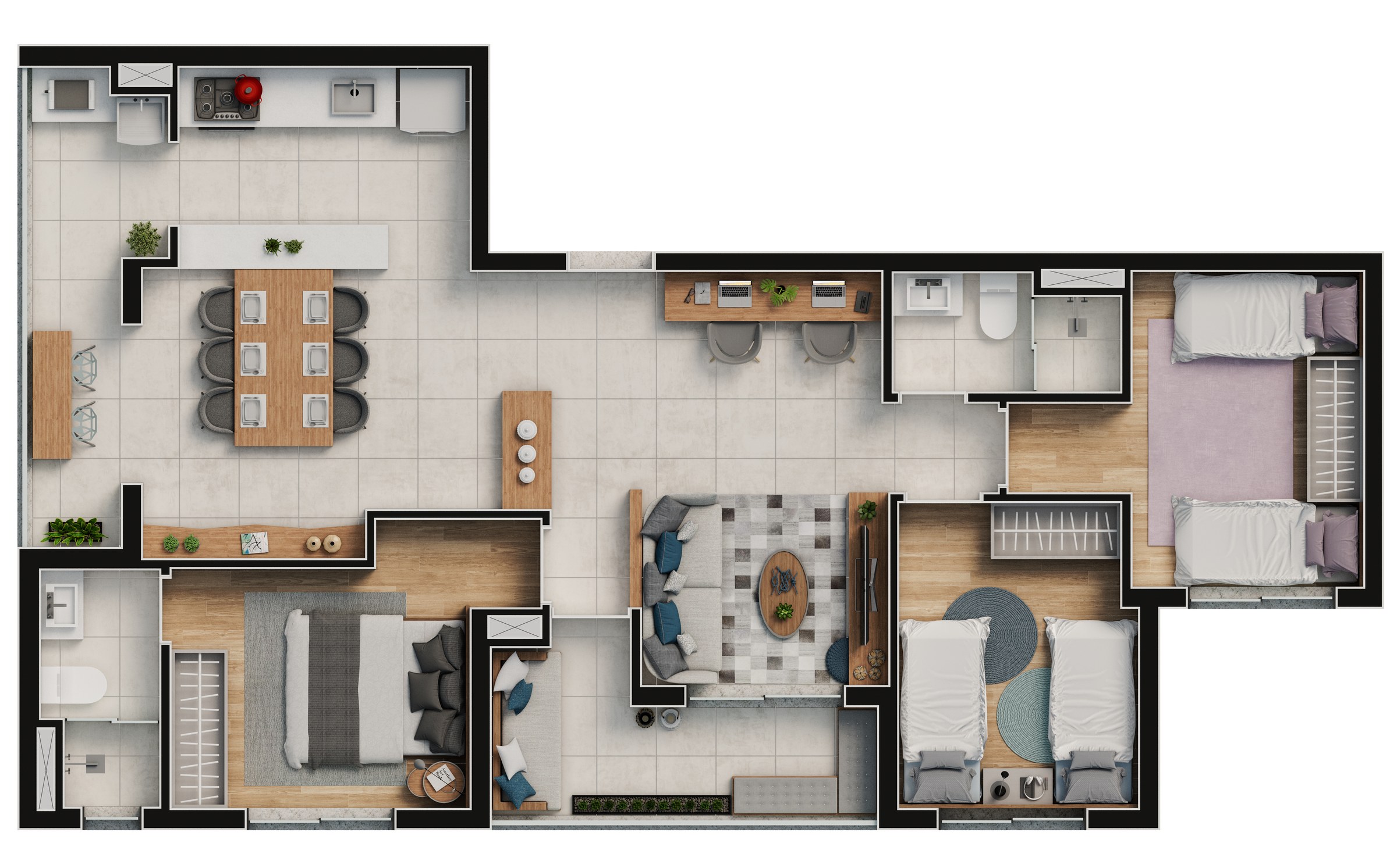 Planta de Elos Barueri Tipo Juncao do Elos Residencial Clube