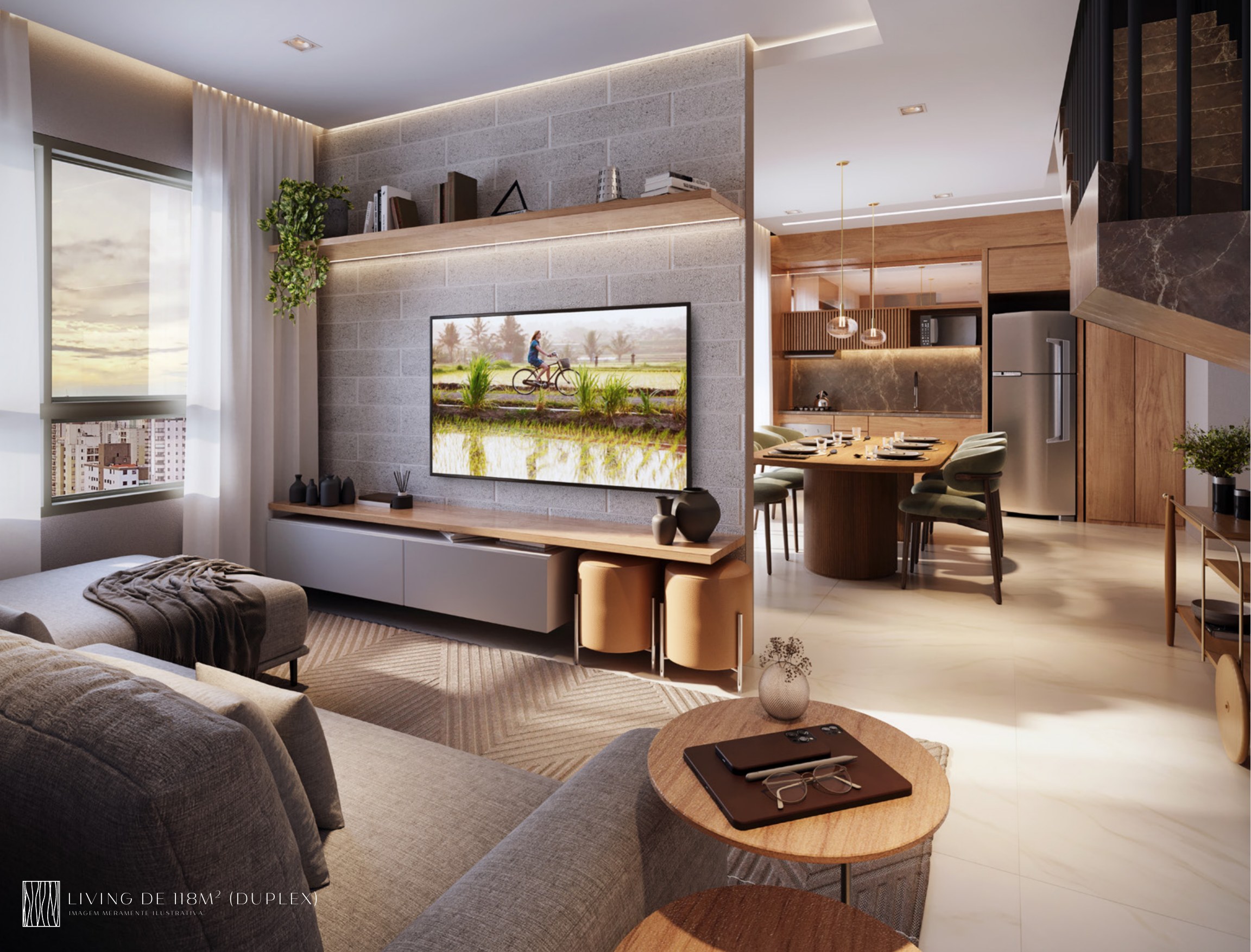 Living de 118 m² (duplex) — Symmetry Residence