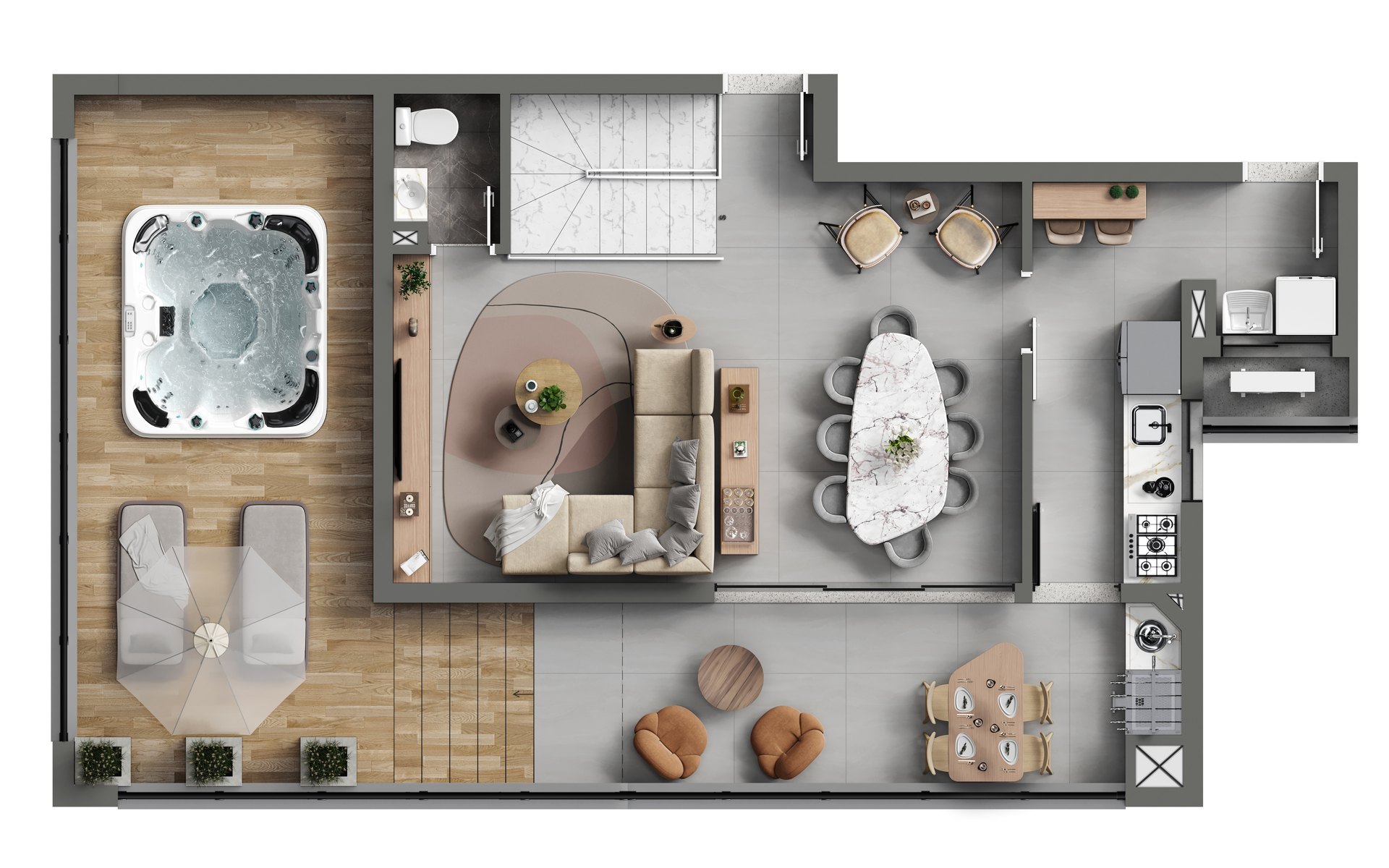 Planta de Cobertura duplex do Legacy Osasco