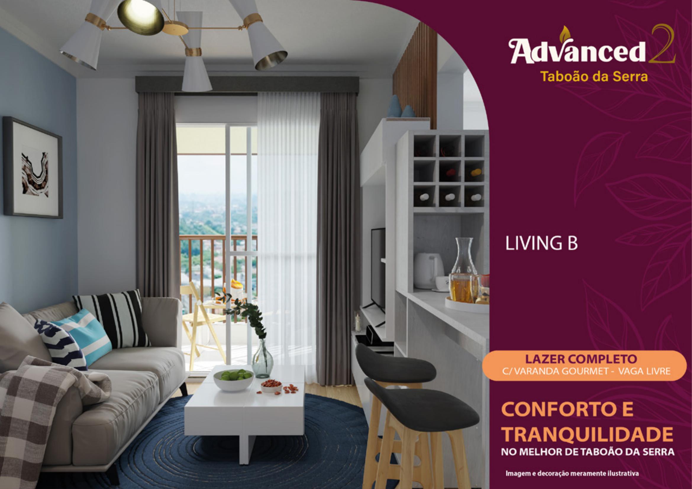 Living — decorado planta B — Advanced 2 Taboão da Serra