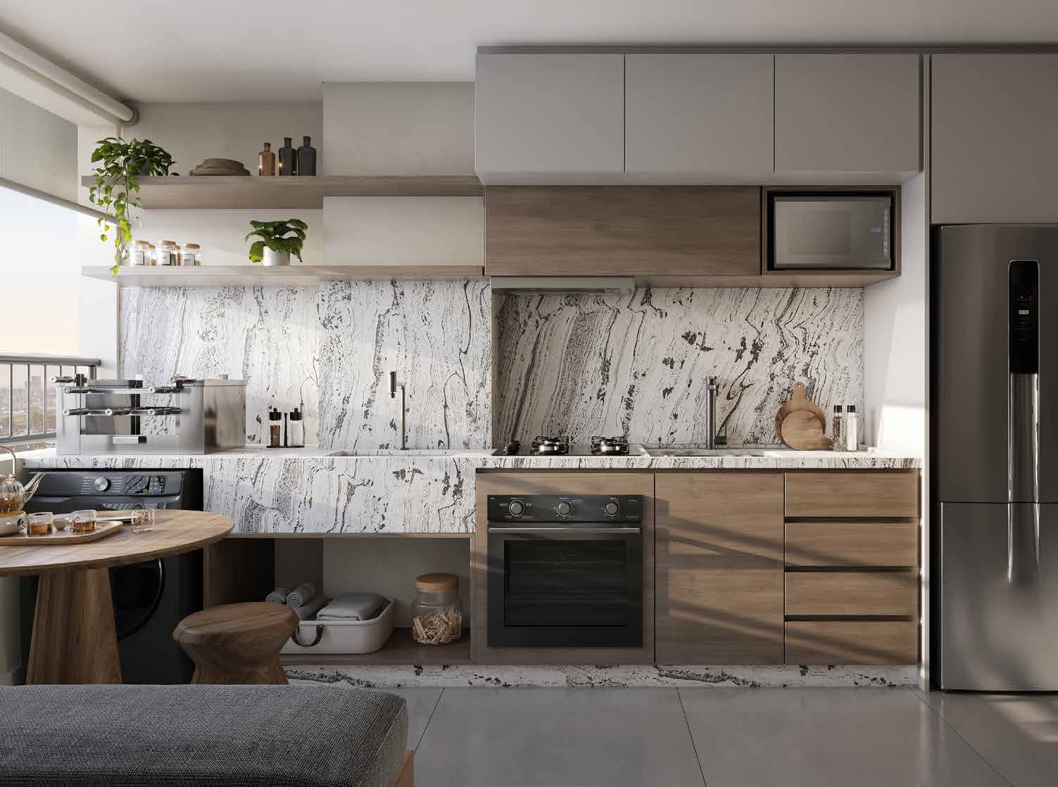 Cozinha do decorado da unidade tipo C — Residencial Momi by BP8