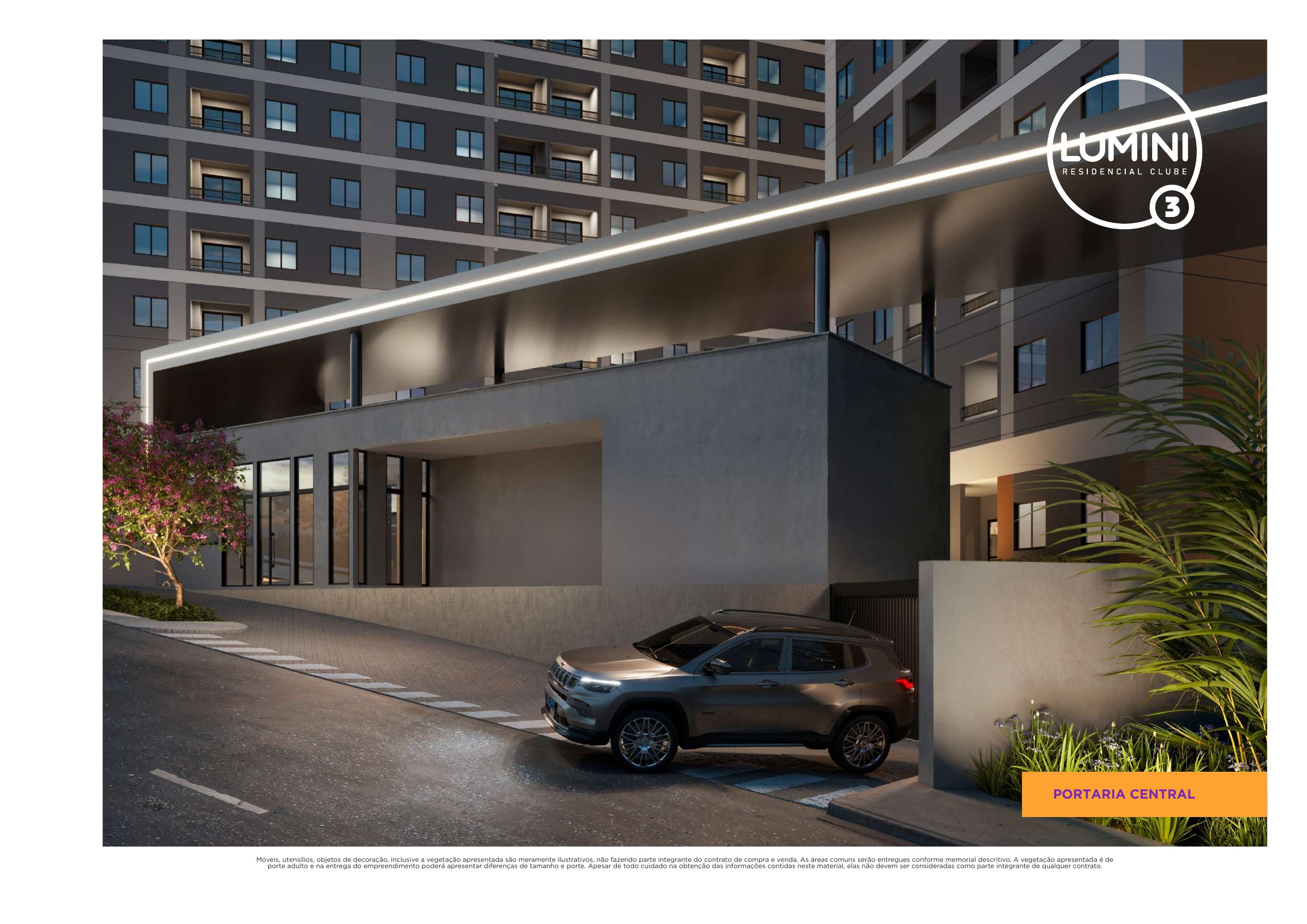 Fachada e acesso de veículos — Lumini 3 Residencial Clube
