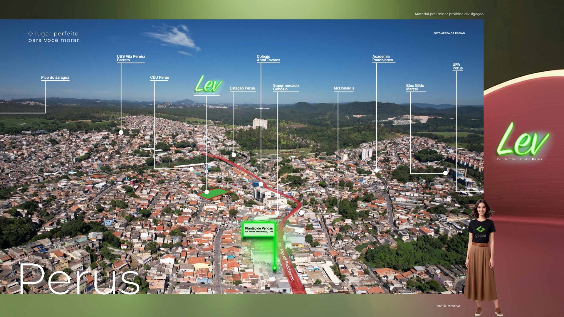 A região de Perus: estação, CEU, escolas e comércio — Lev Condomínio Clube Perus